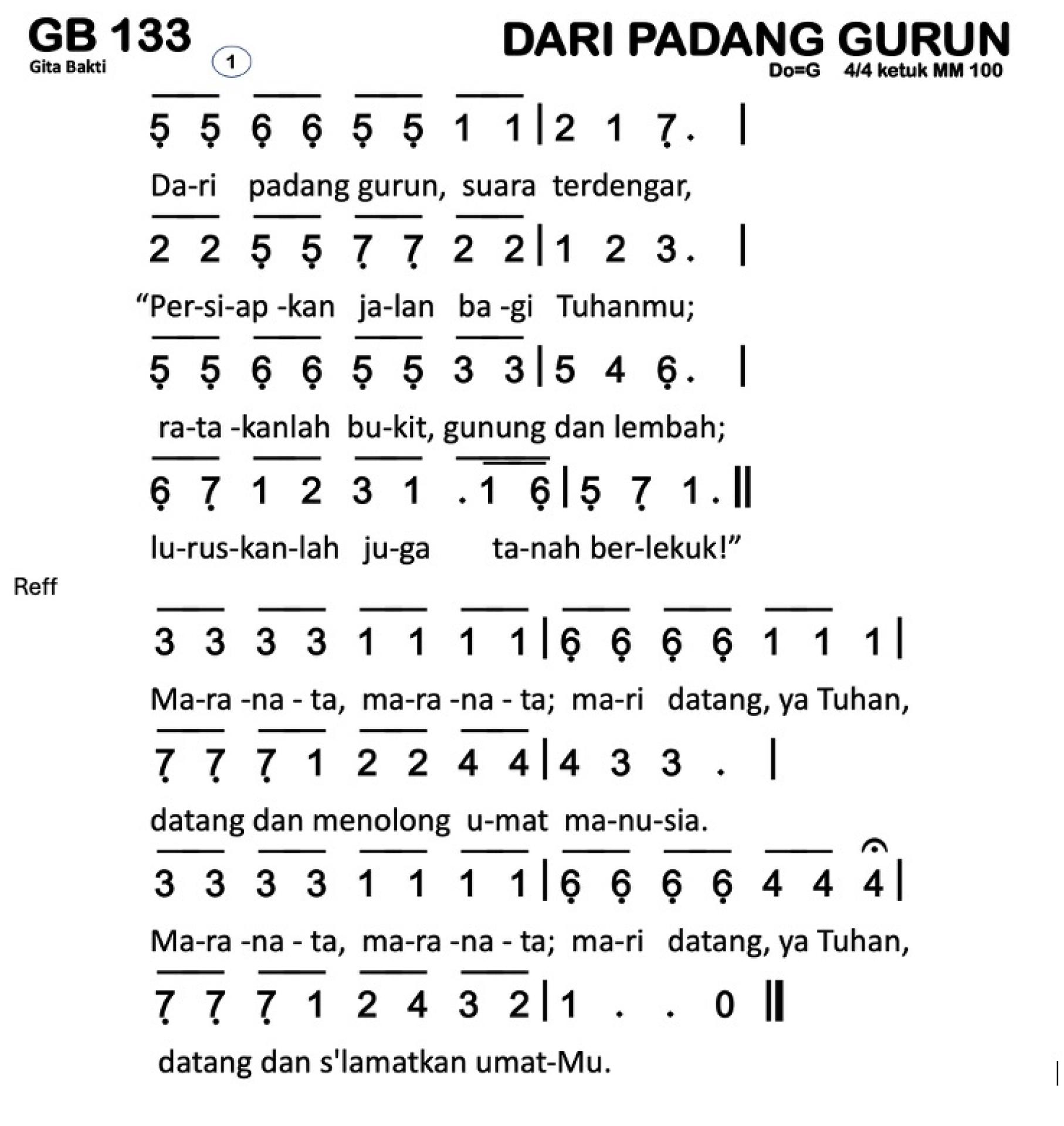 Partitur Chord GB 133