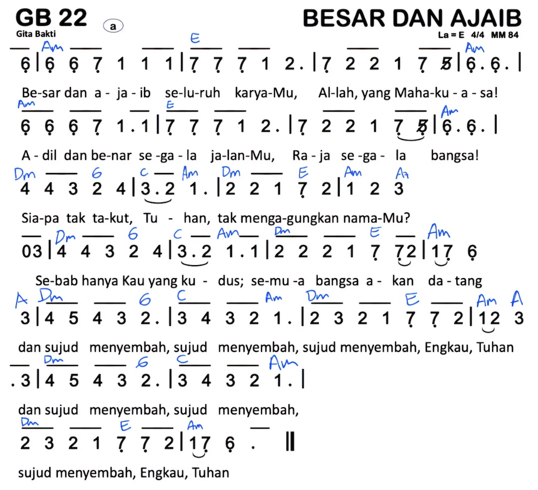 Partitur Chord GB 22