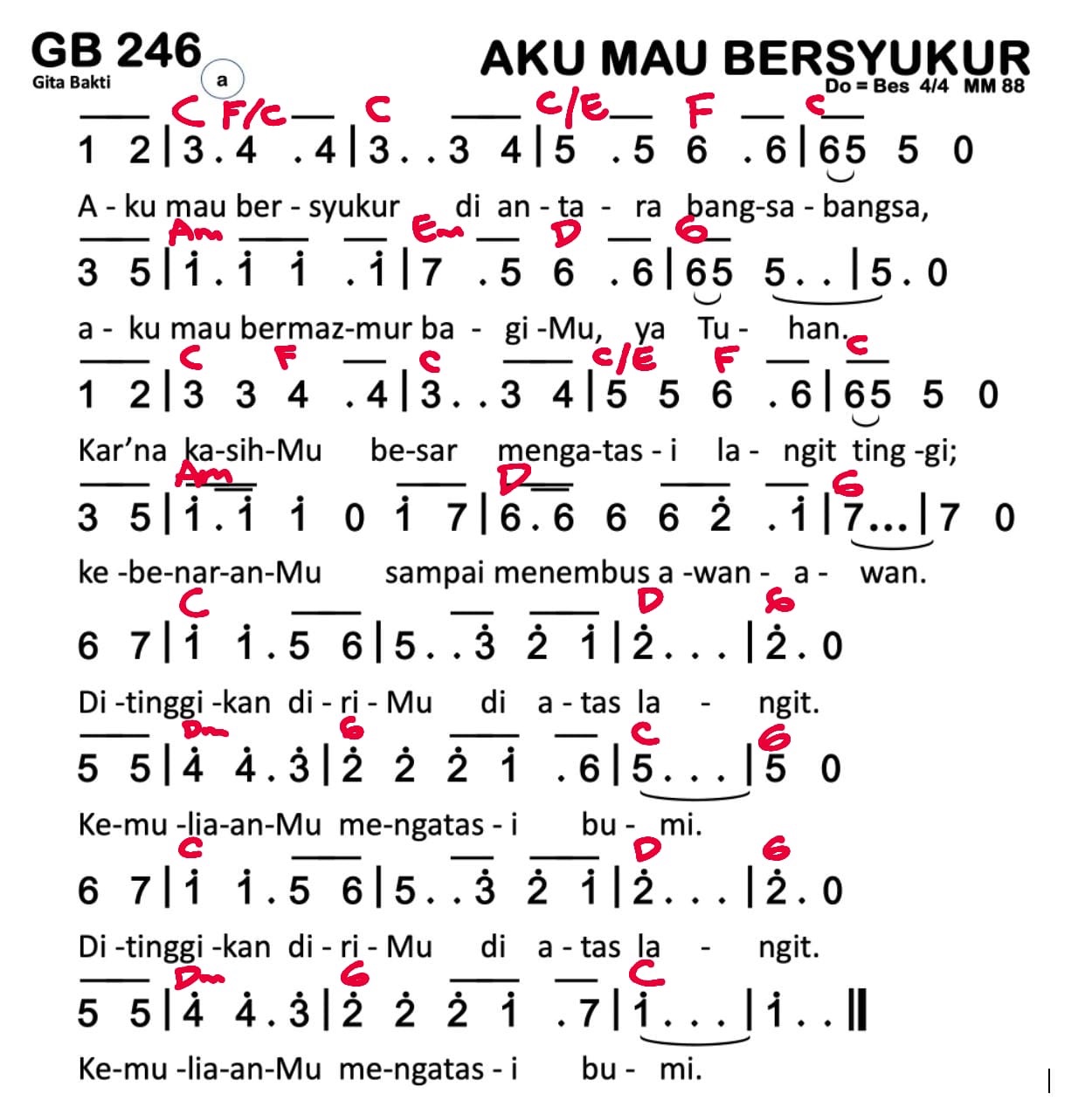 Partitur Chord GB 246