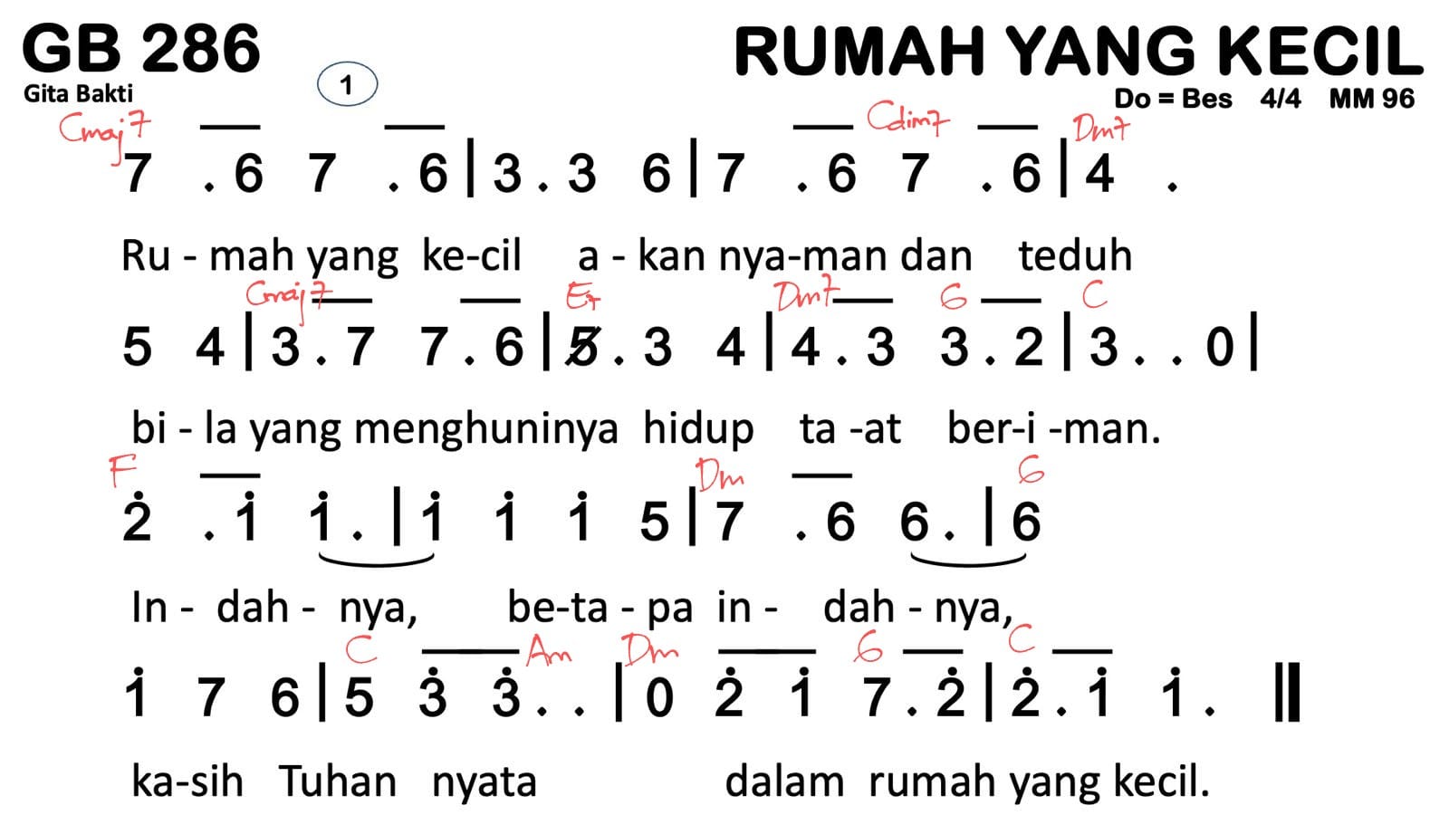 Partitur Chord GB 286