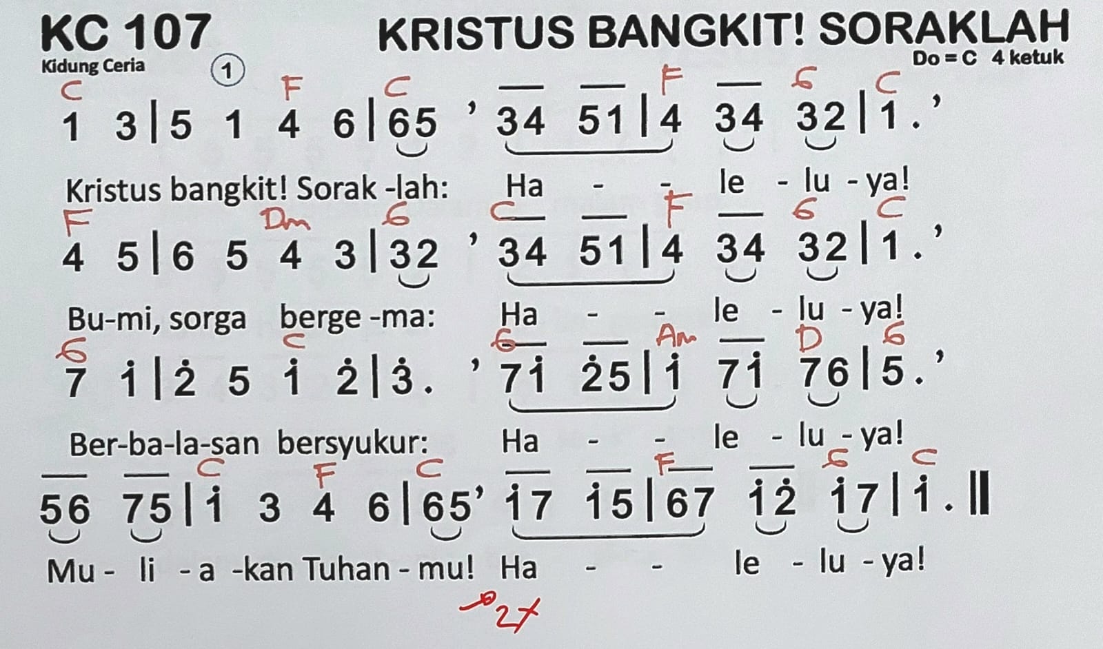 Partitur Chord KC 107