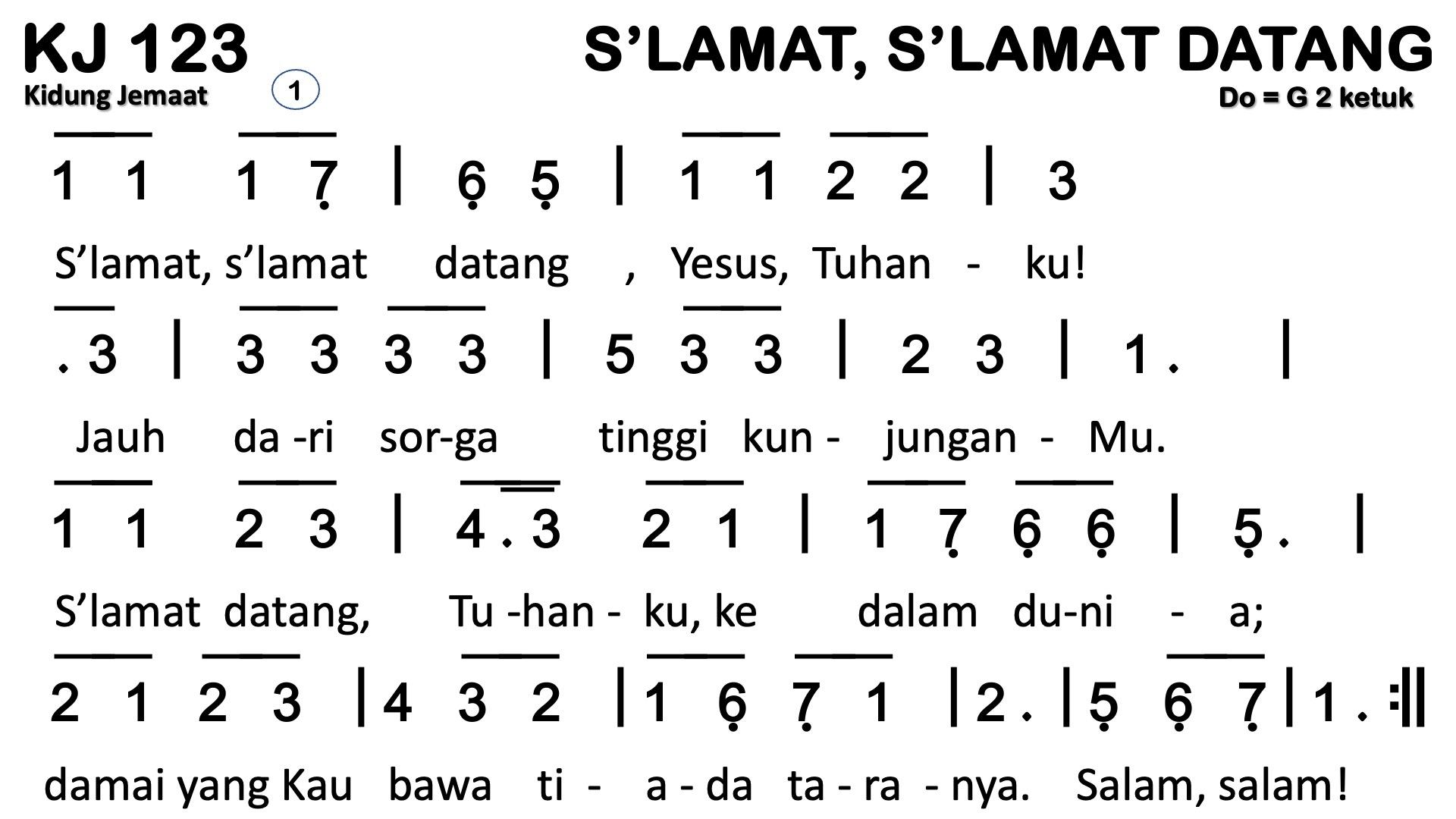 Partitur Chord KJ 123