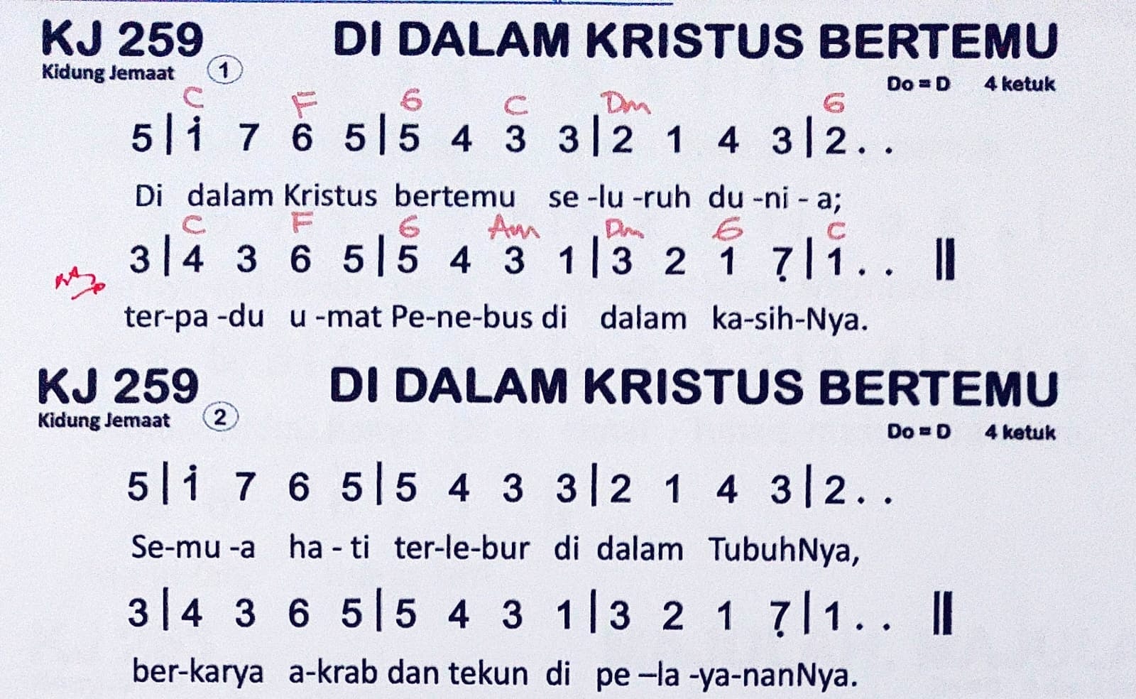 Partitur Chord KJ 259