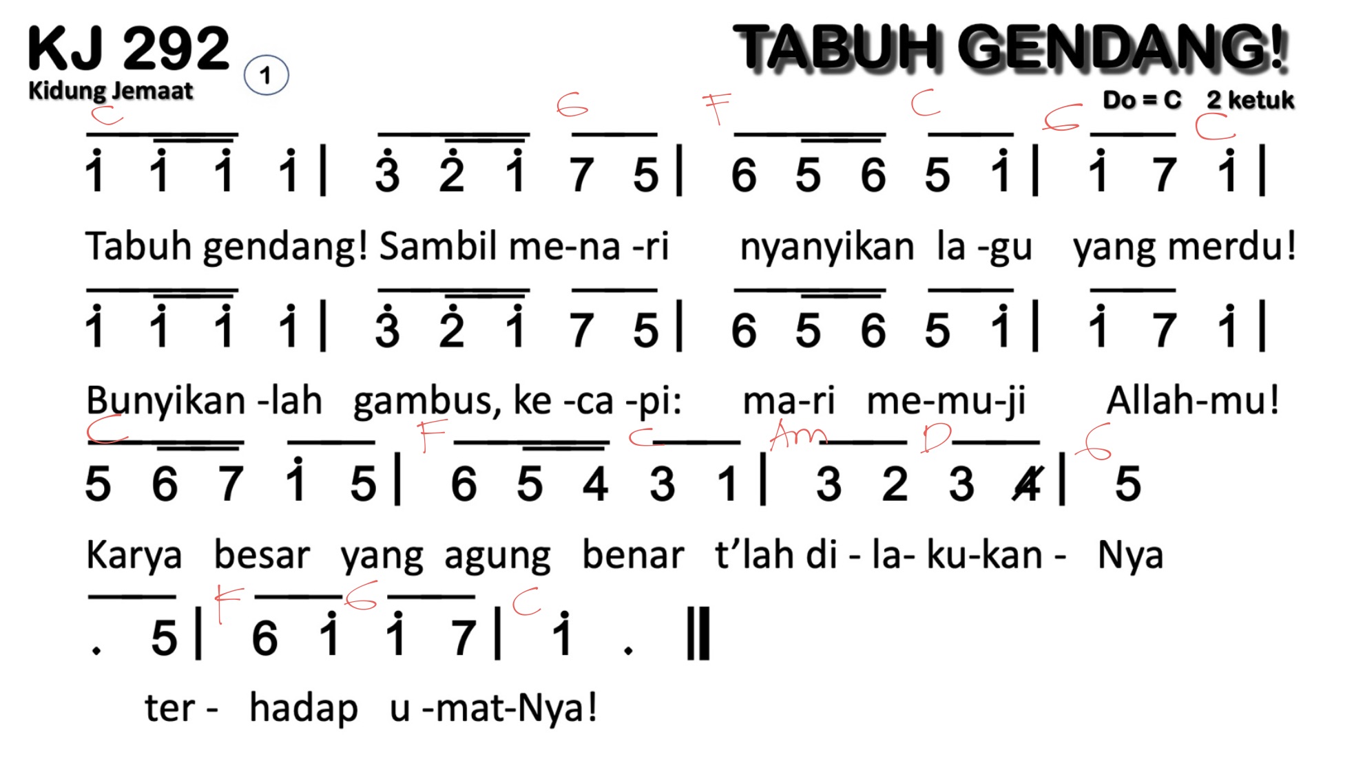 Partitur Chord KJ 292