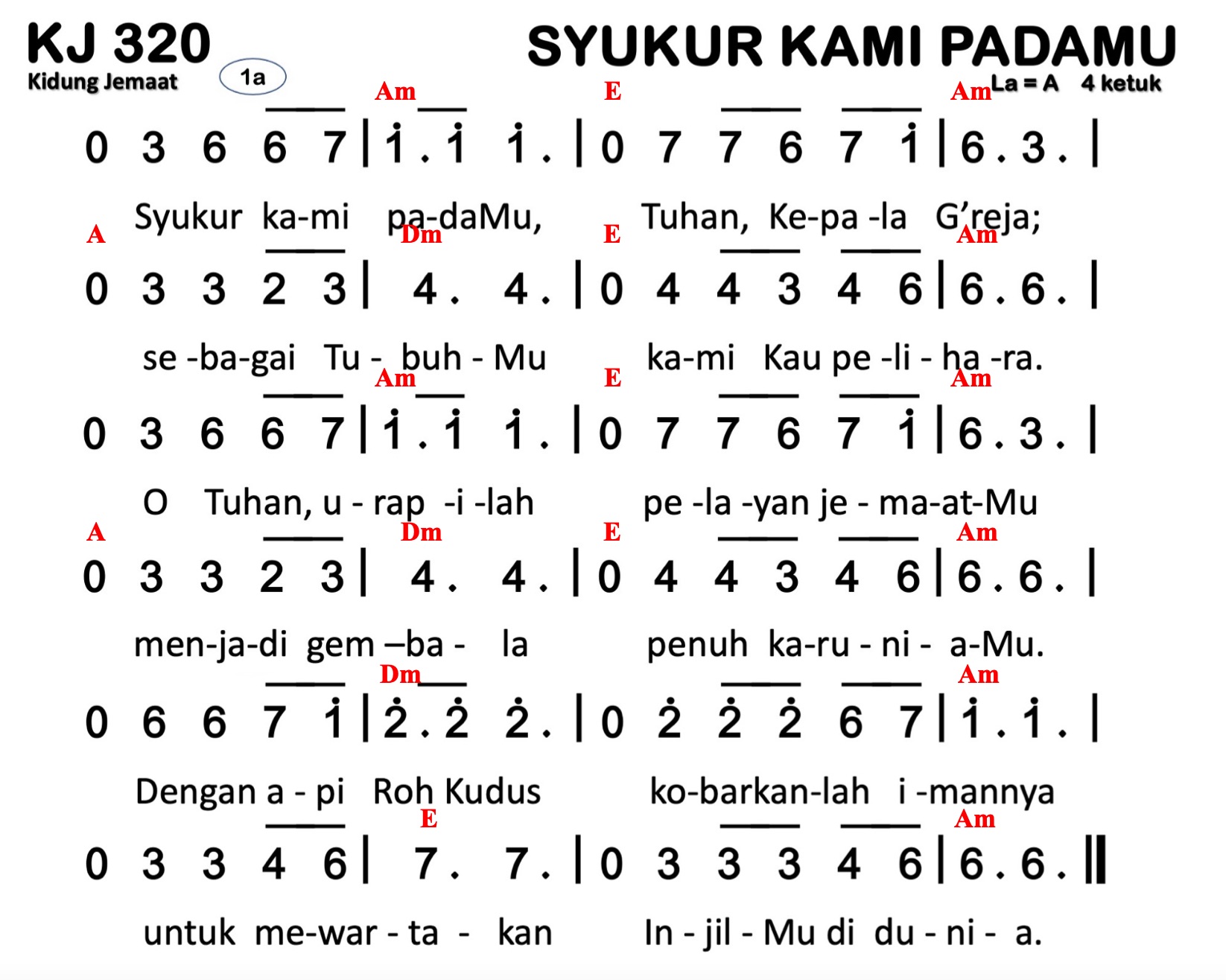 Partitur Chord KJ 320
