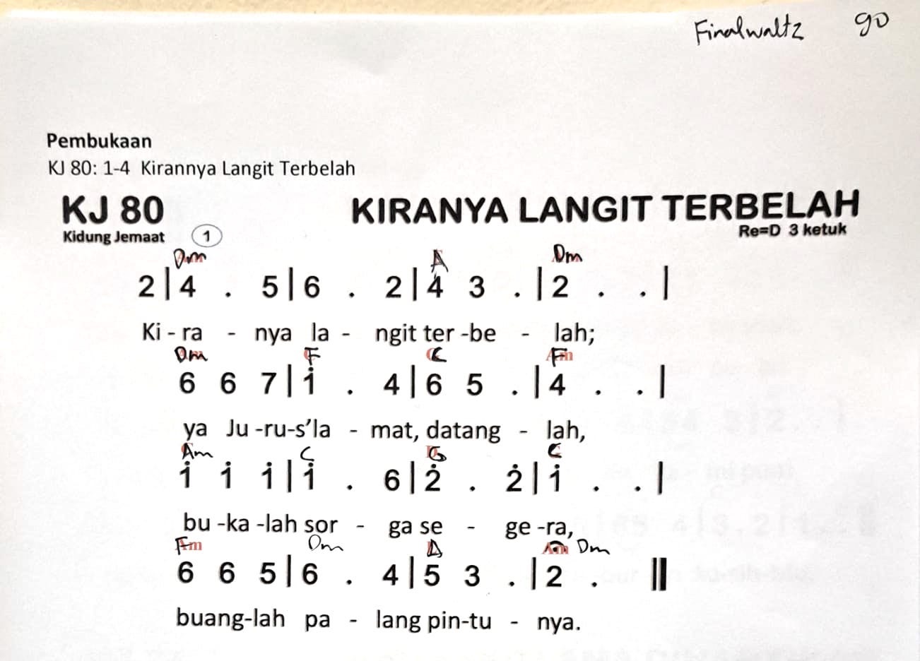 Partitur Chord KJ 80