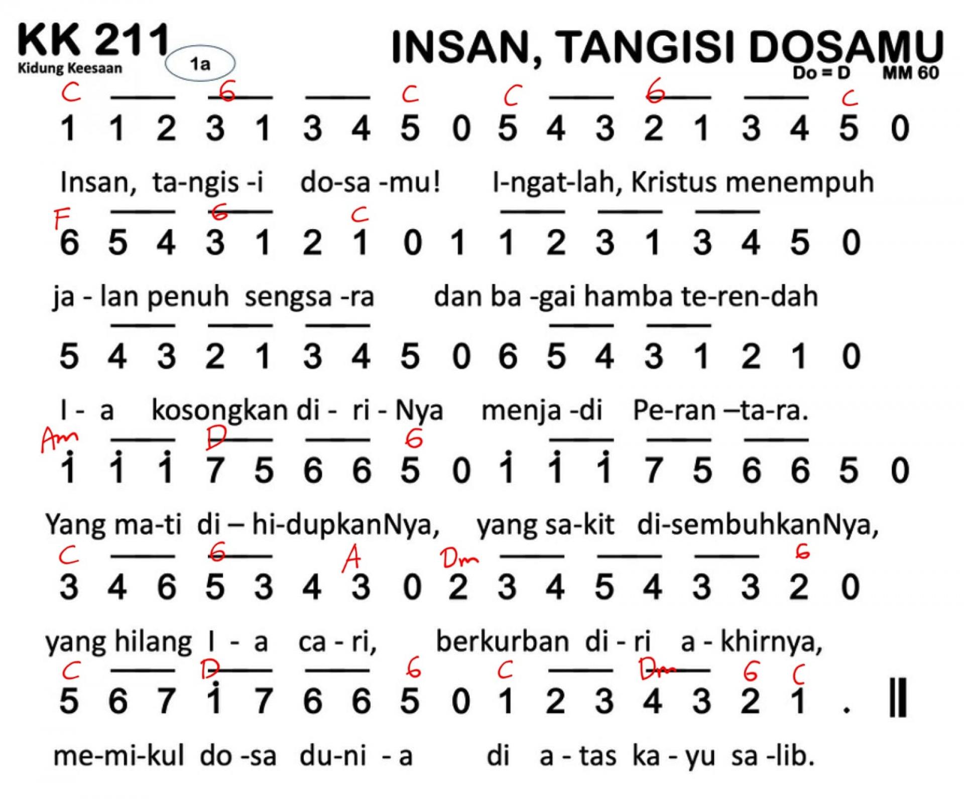 Partitur Chord KK 211