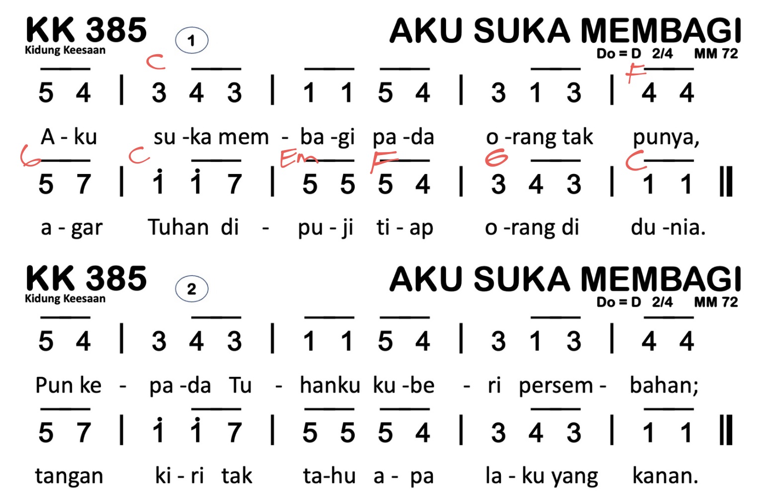 Partitur Chord KK 385