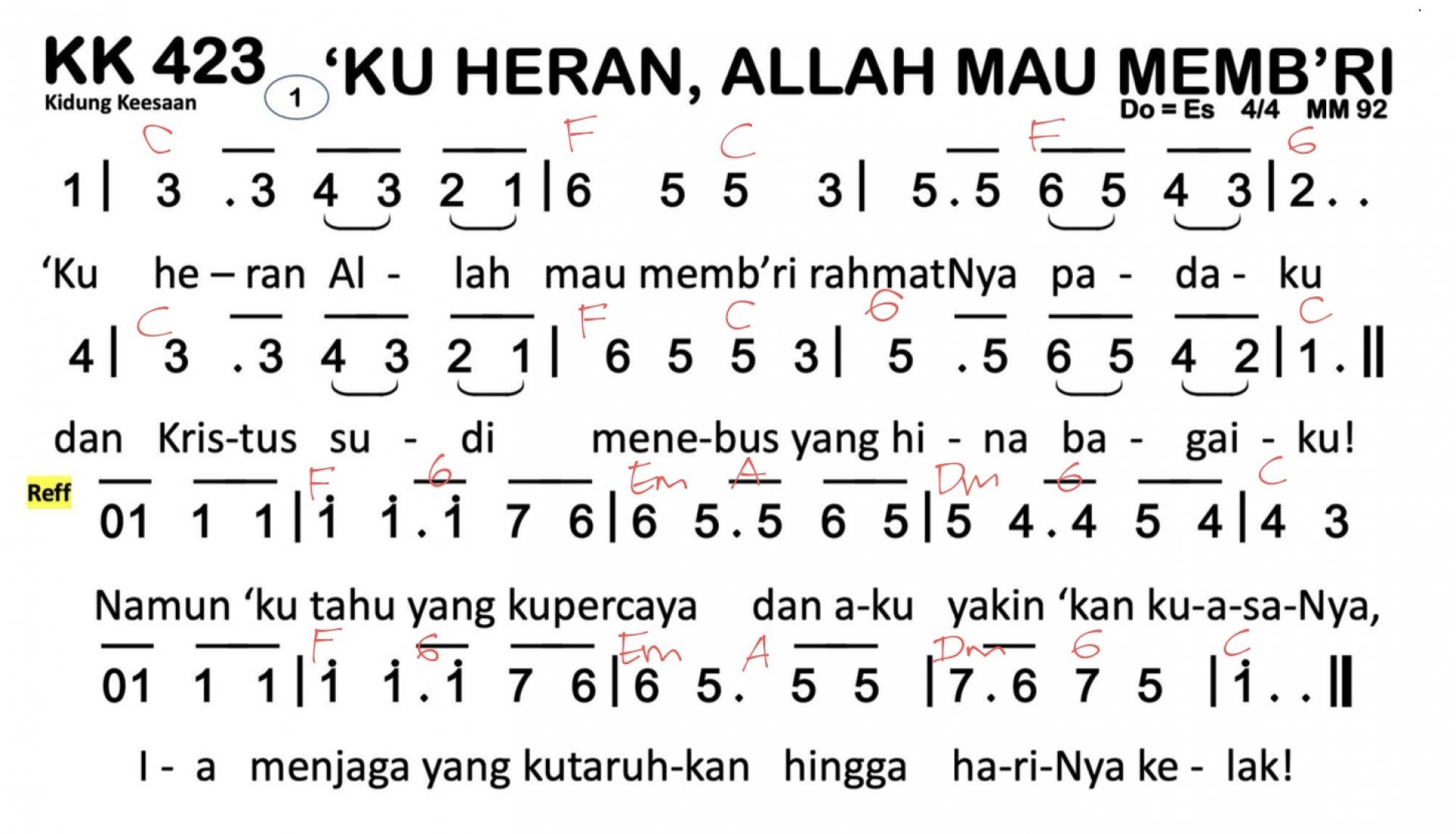 Partitur Chord KK 423