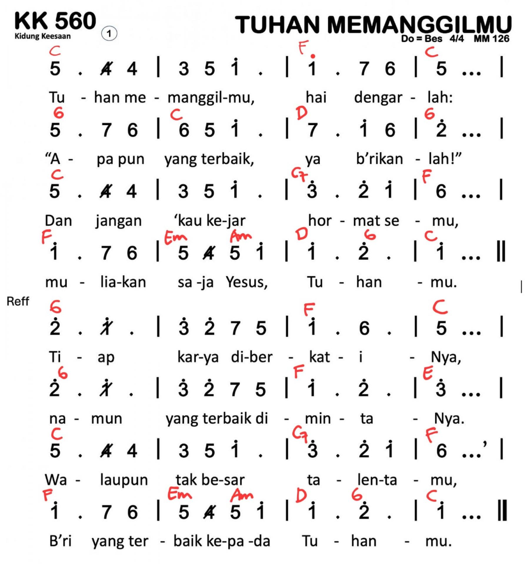 Partitur Chord KK 560