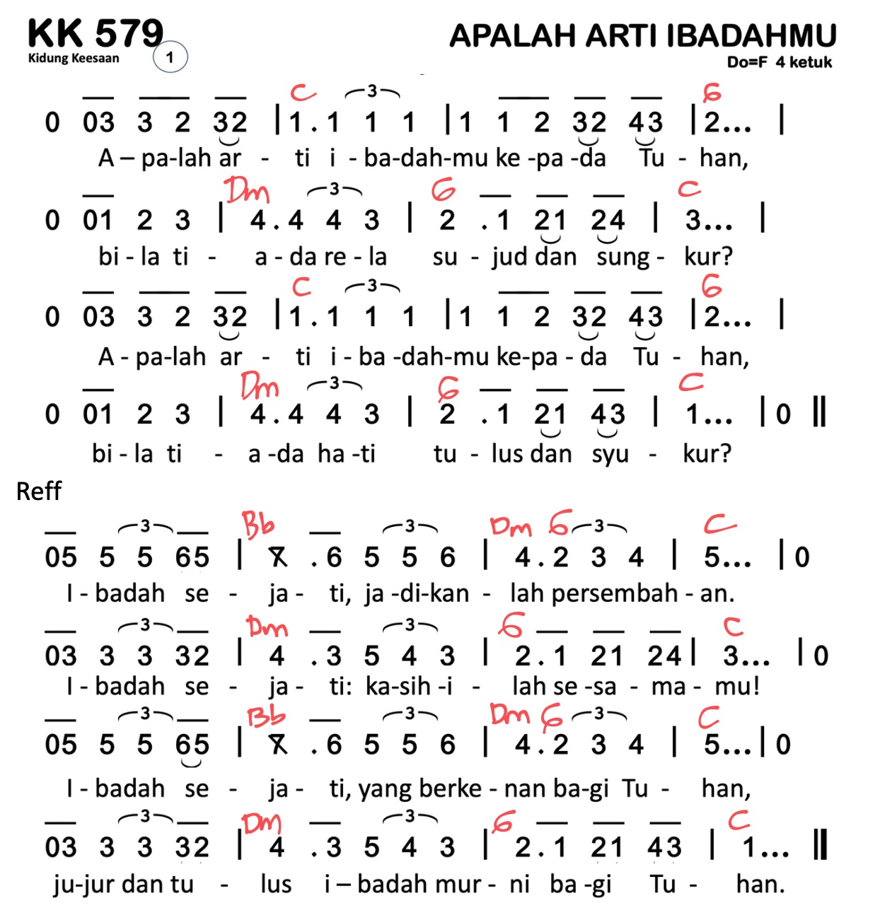 Partitur Chord KK 579