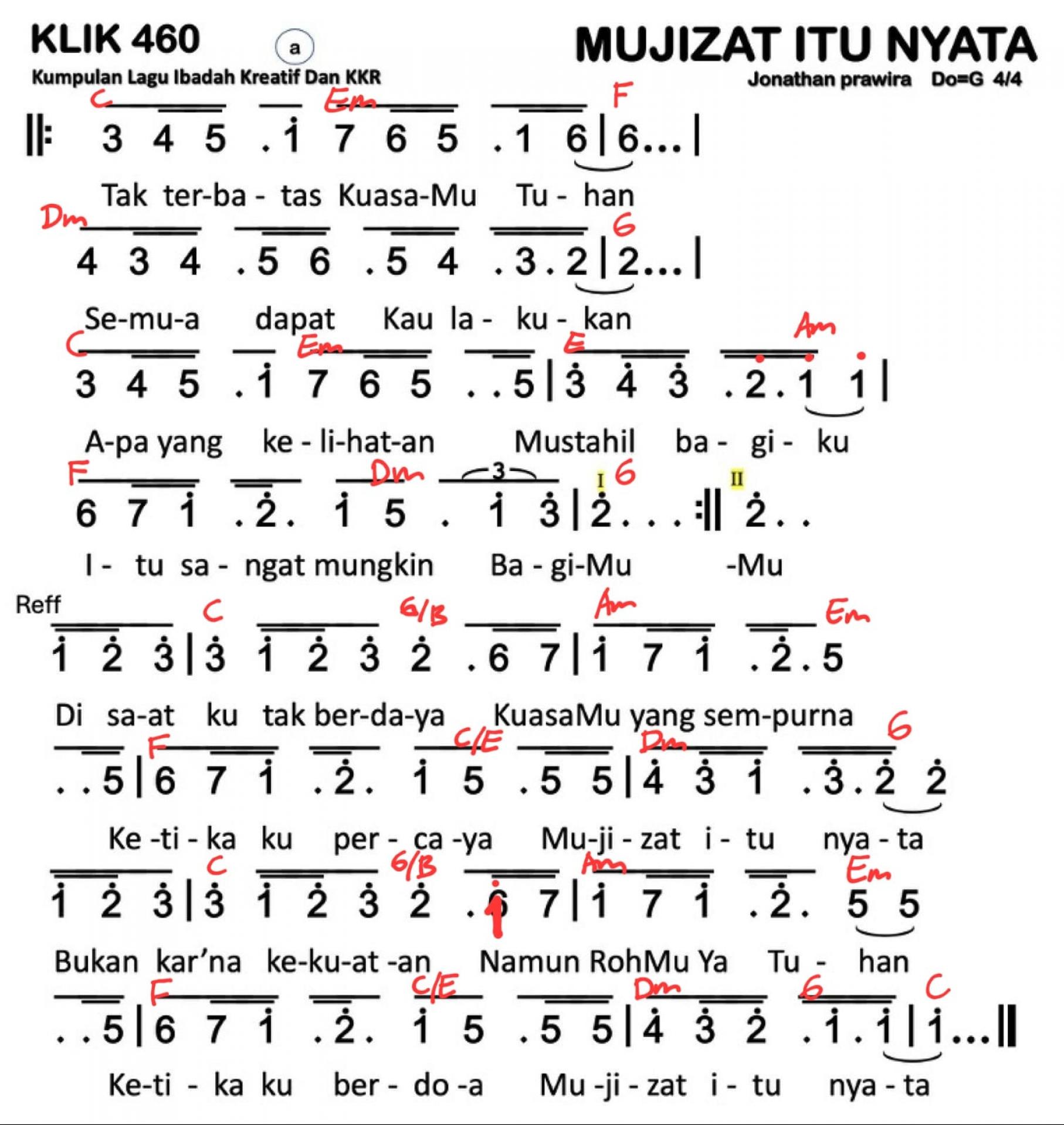 Partitur Chord KLIK 460
