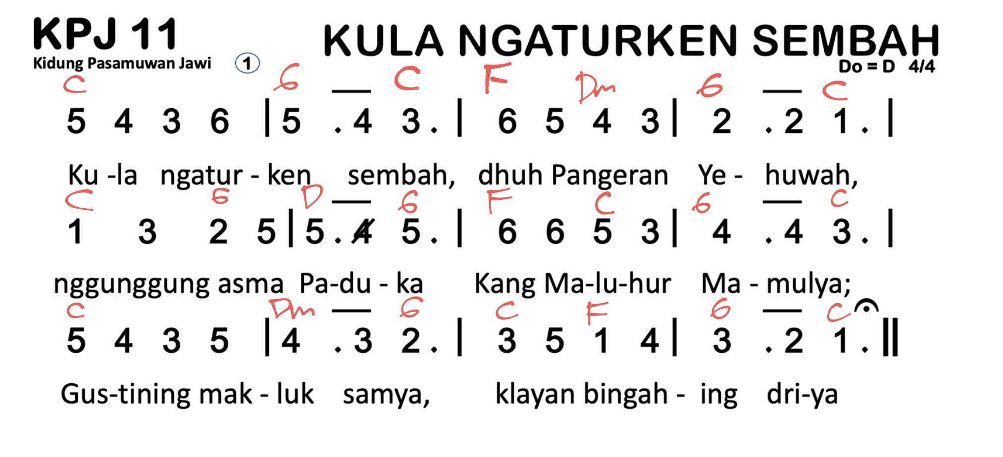 Partitur Chord KPJ 11