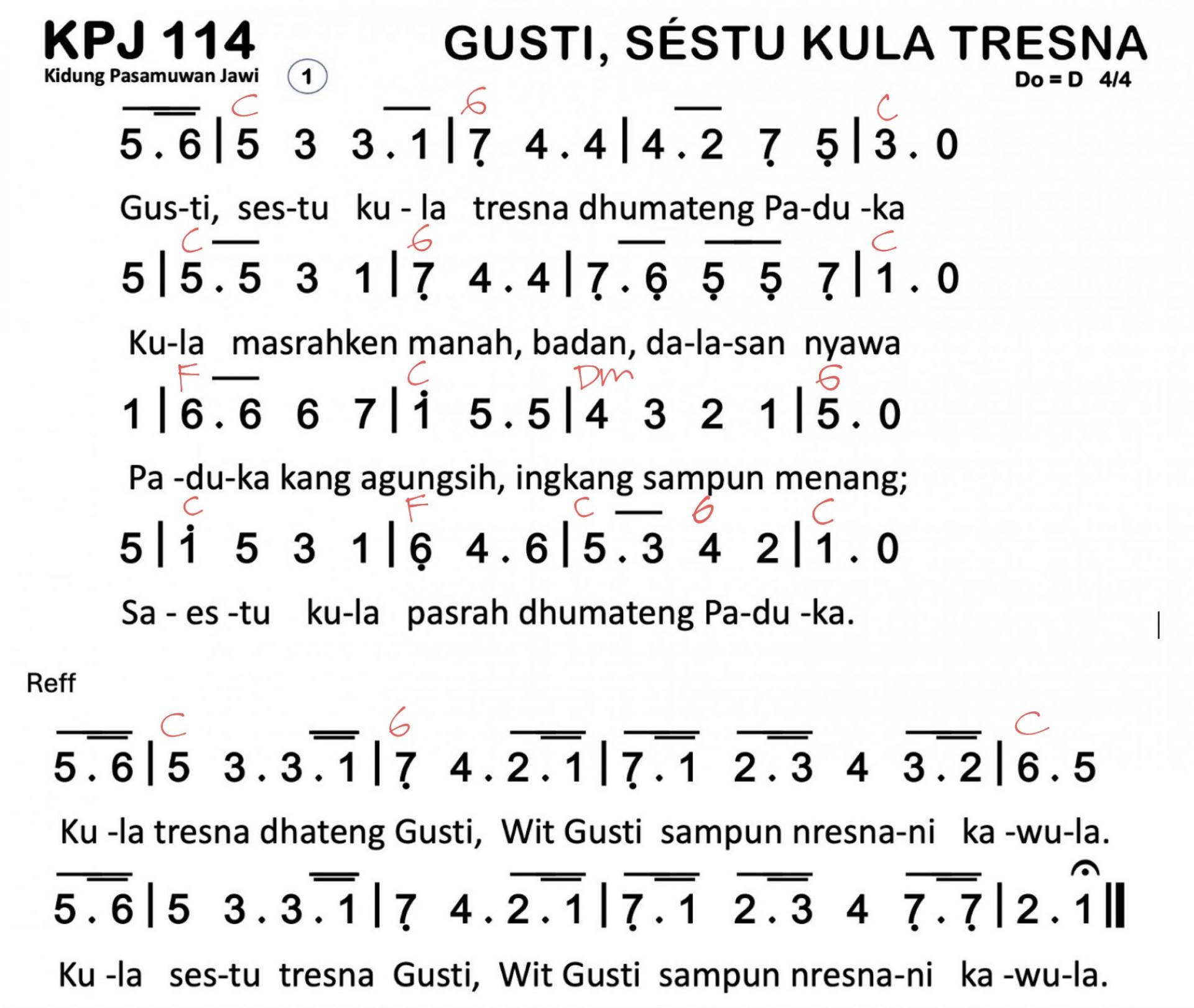 Partitur Chord KPJ 114