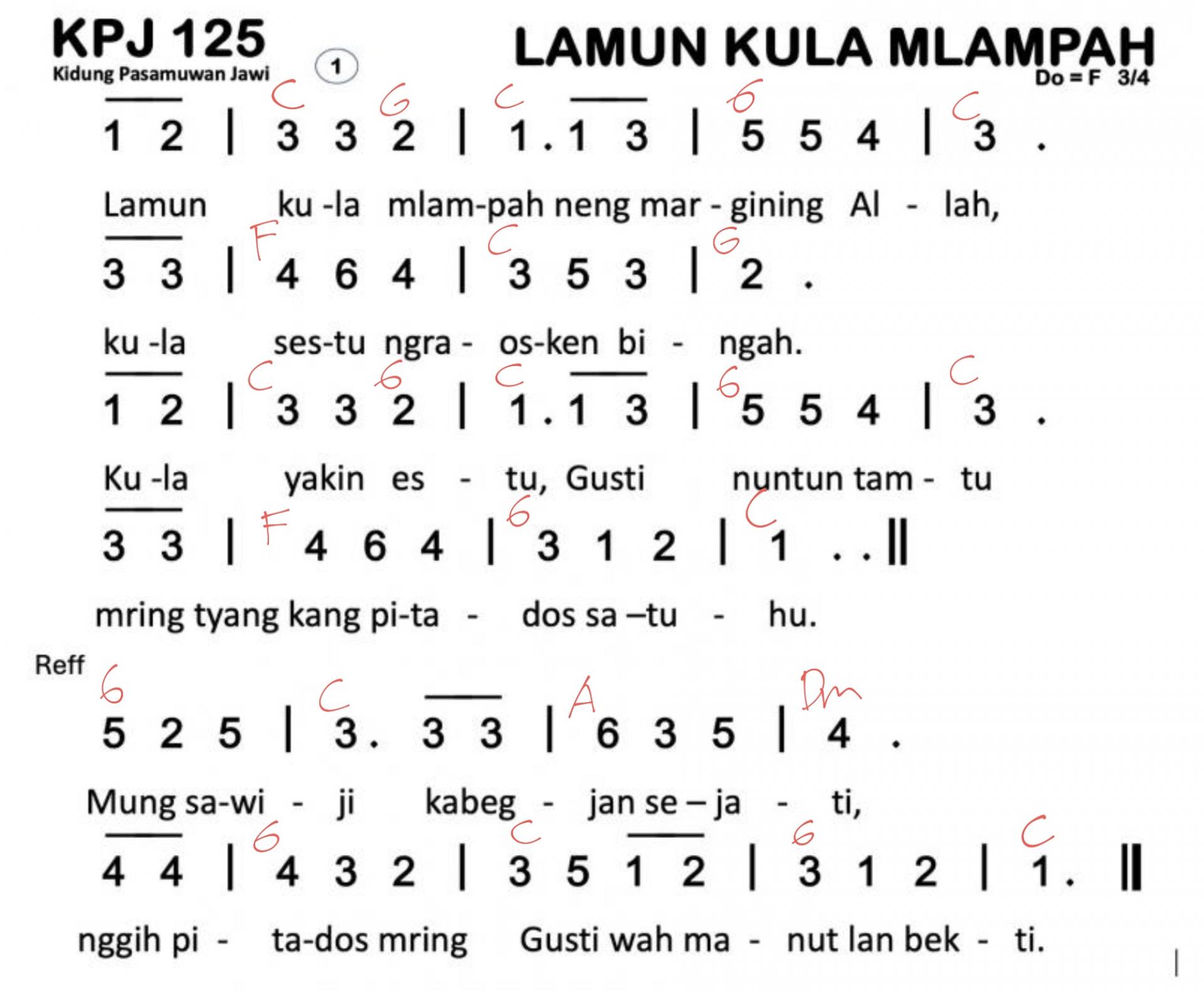 Partitur Chord KPJ 125