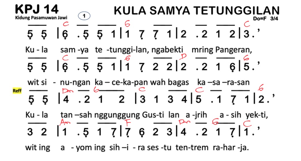 Partitur Chord KPJ 14