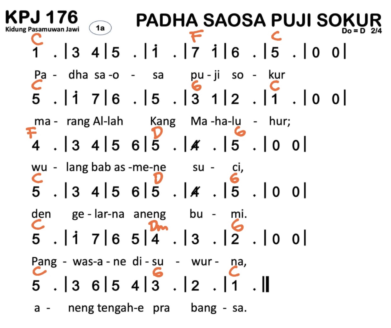 Partitur Chord KPJ 176