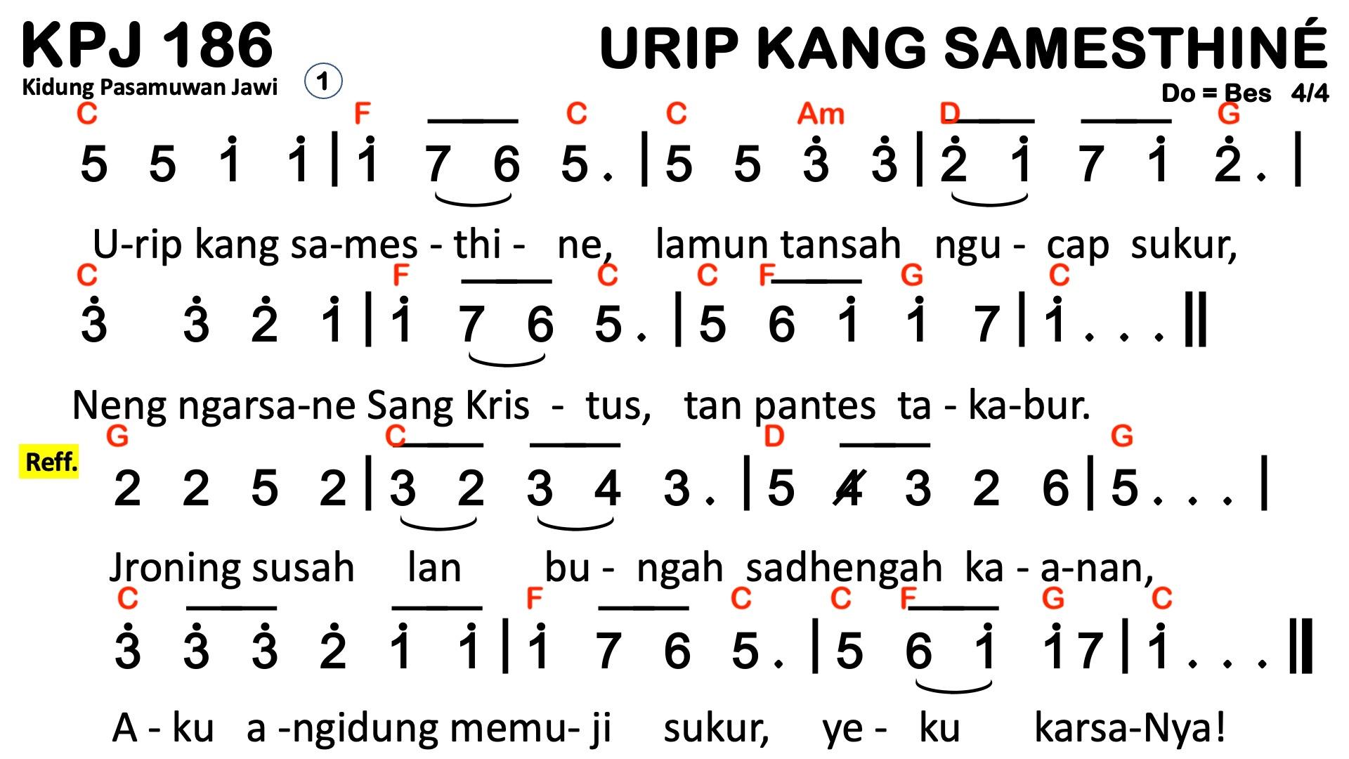 Partitur Chord KPJ 186
