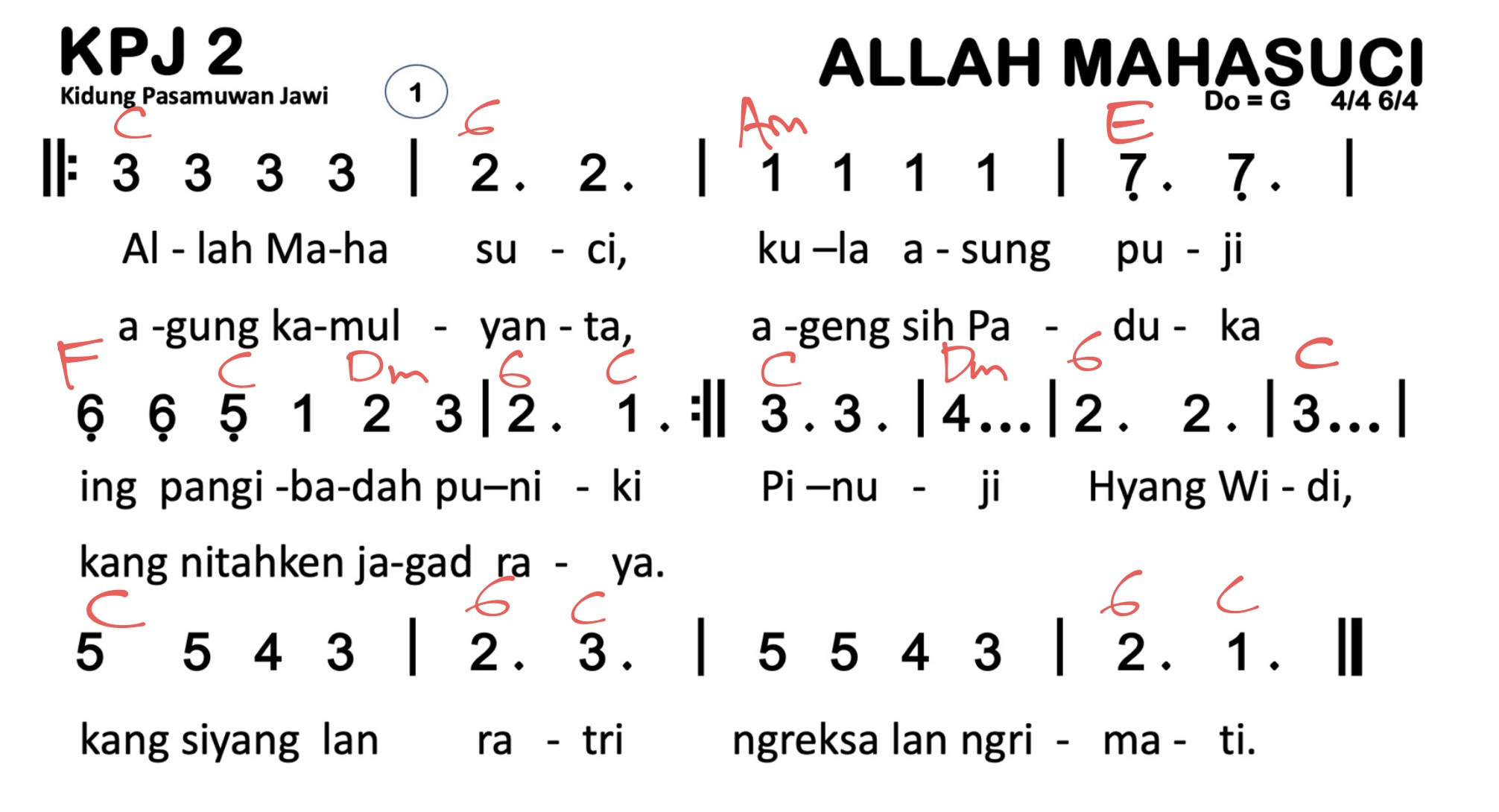 Partitur Chord KPJ 2