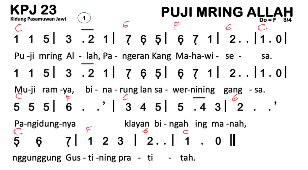 Partitur Chord KPJ 23