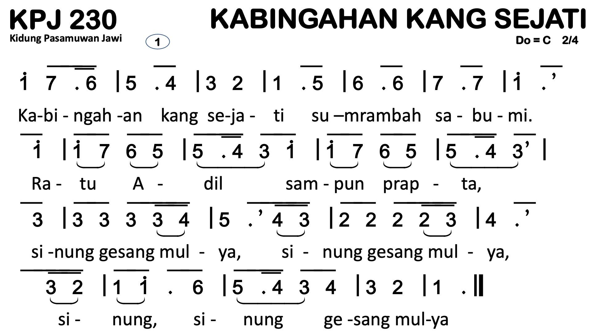Partitur Chord KPJ 230