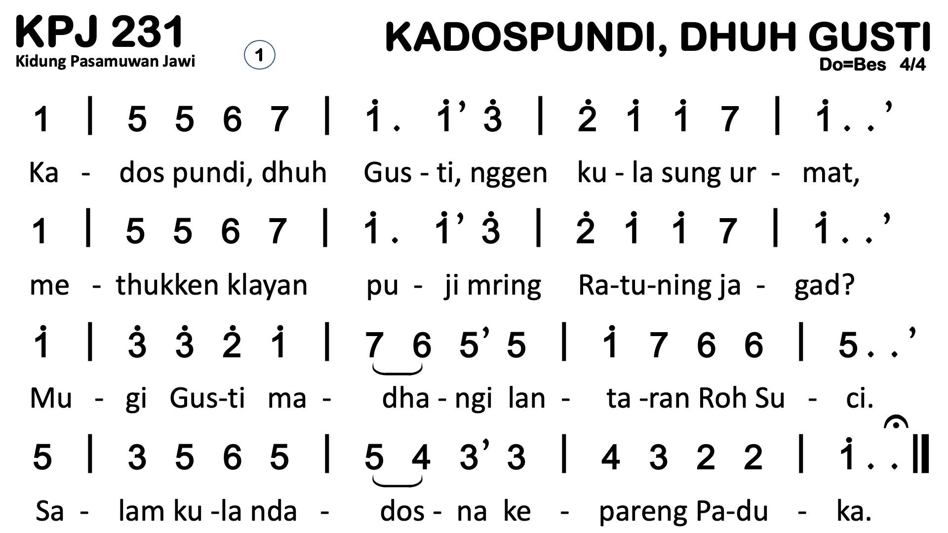 Partitur Chord KPJ 231