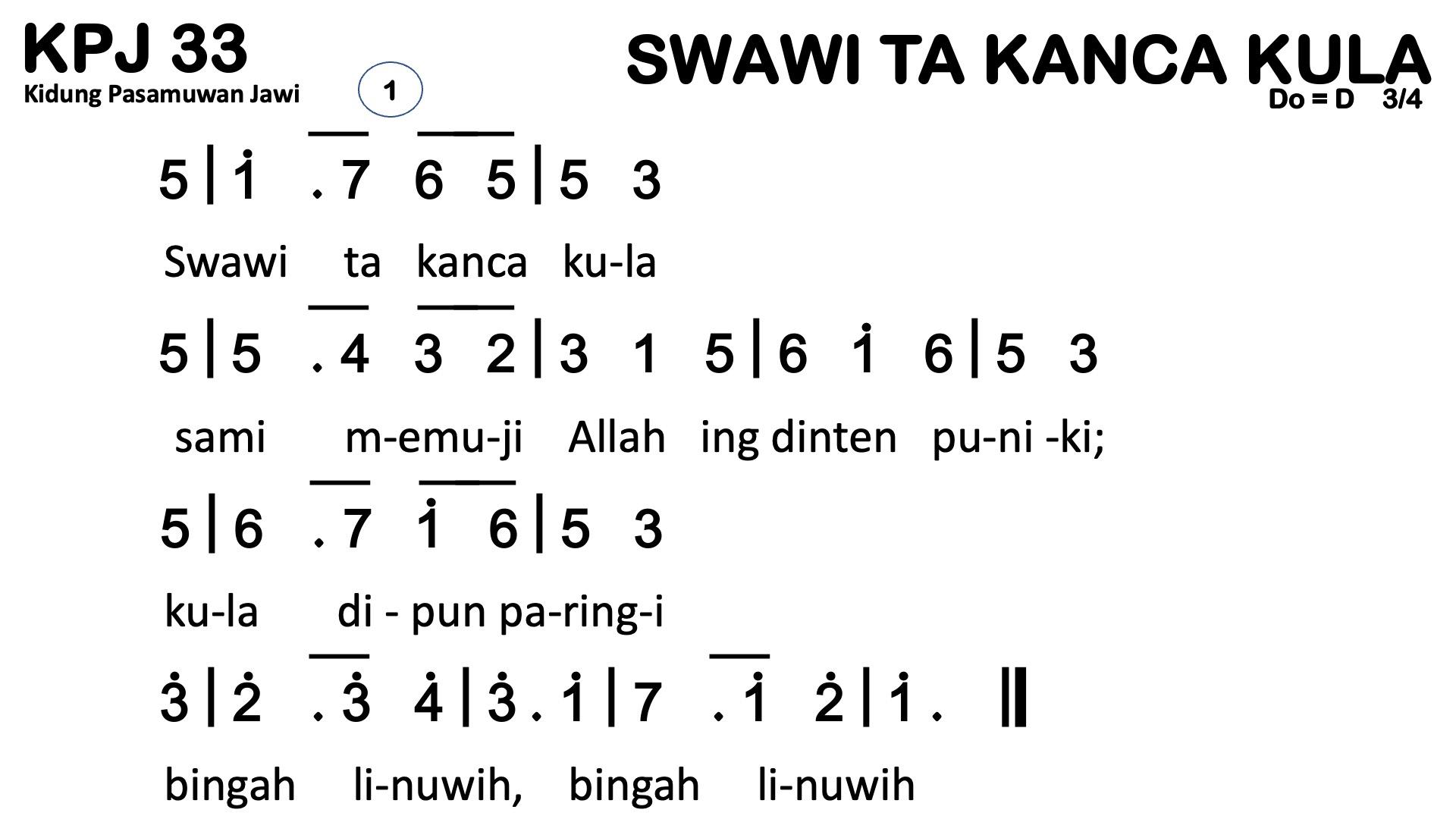 Partitur Chord KPJ 33