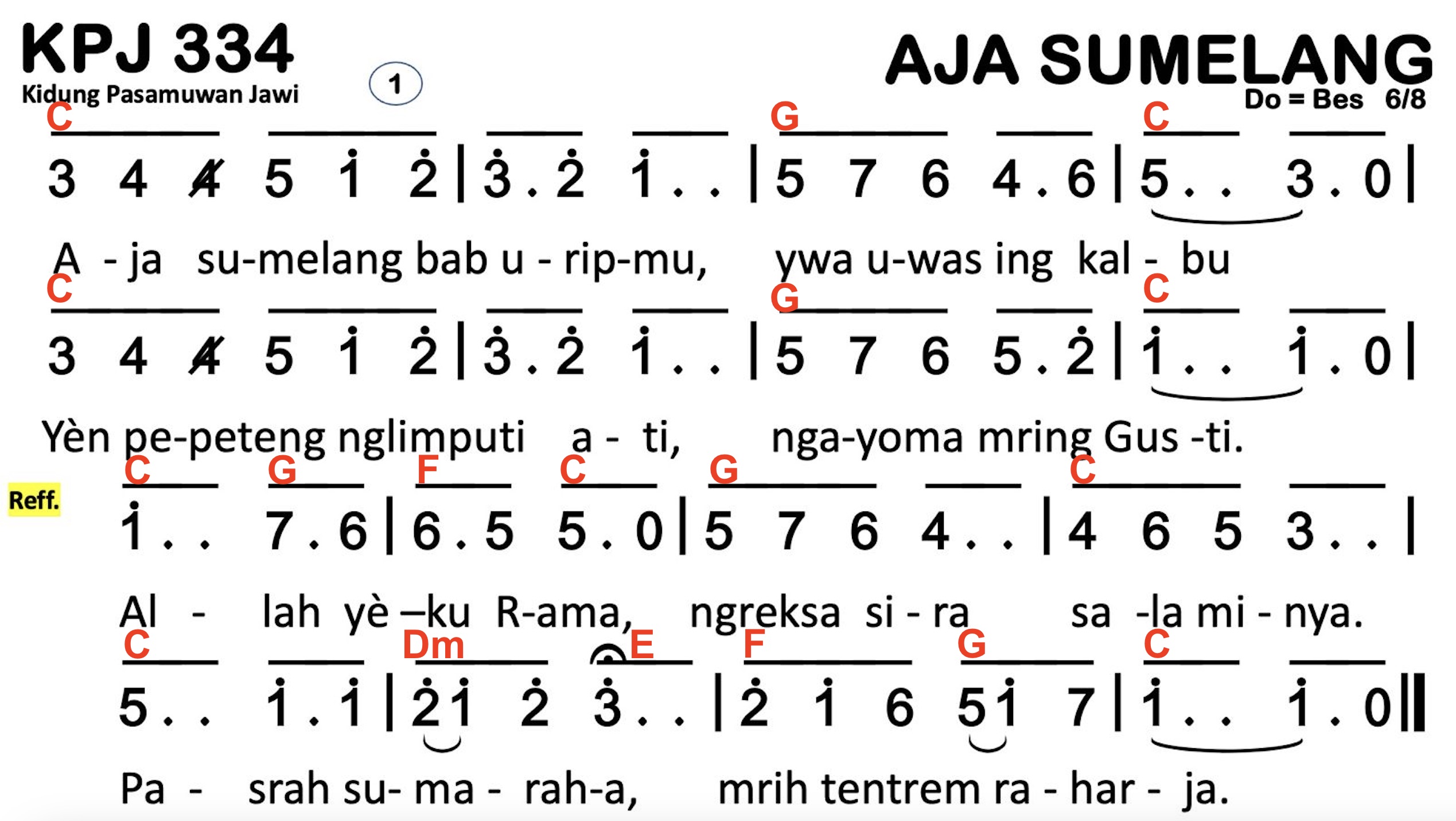 Partitur Chord KPJ 334