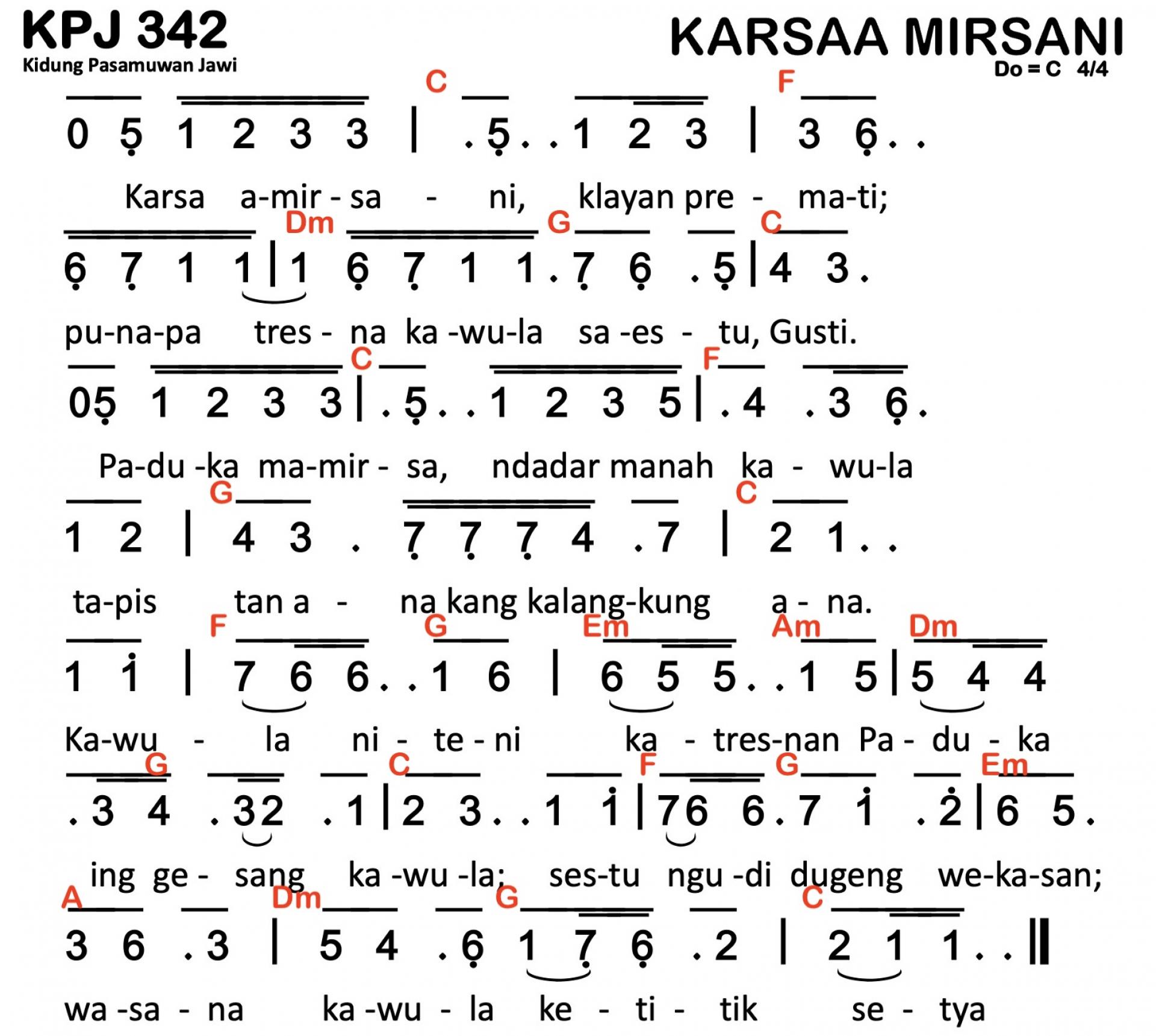 Partitur Chord KPJ 342