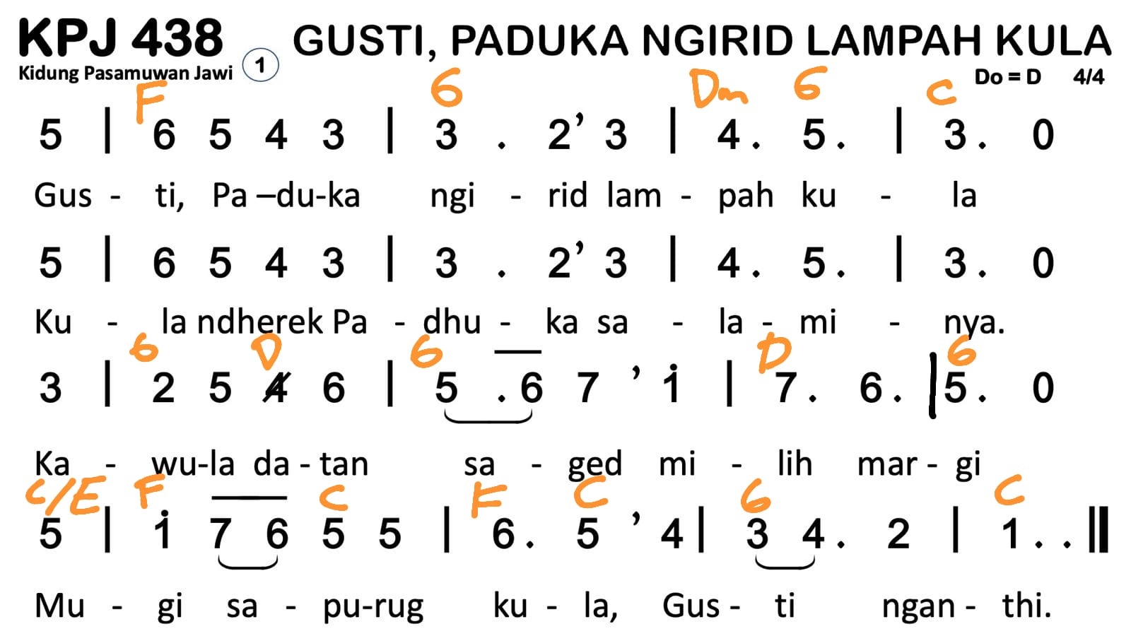 Partitur Chord KPJ 438
