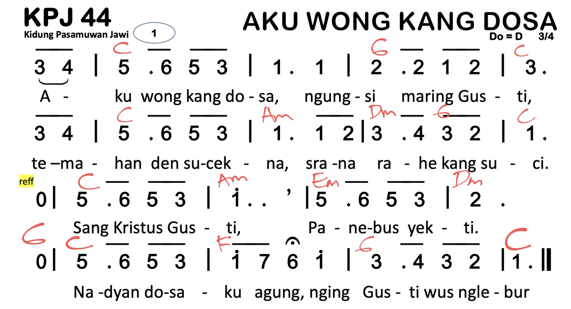 Partitur Chord KPJ 44