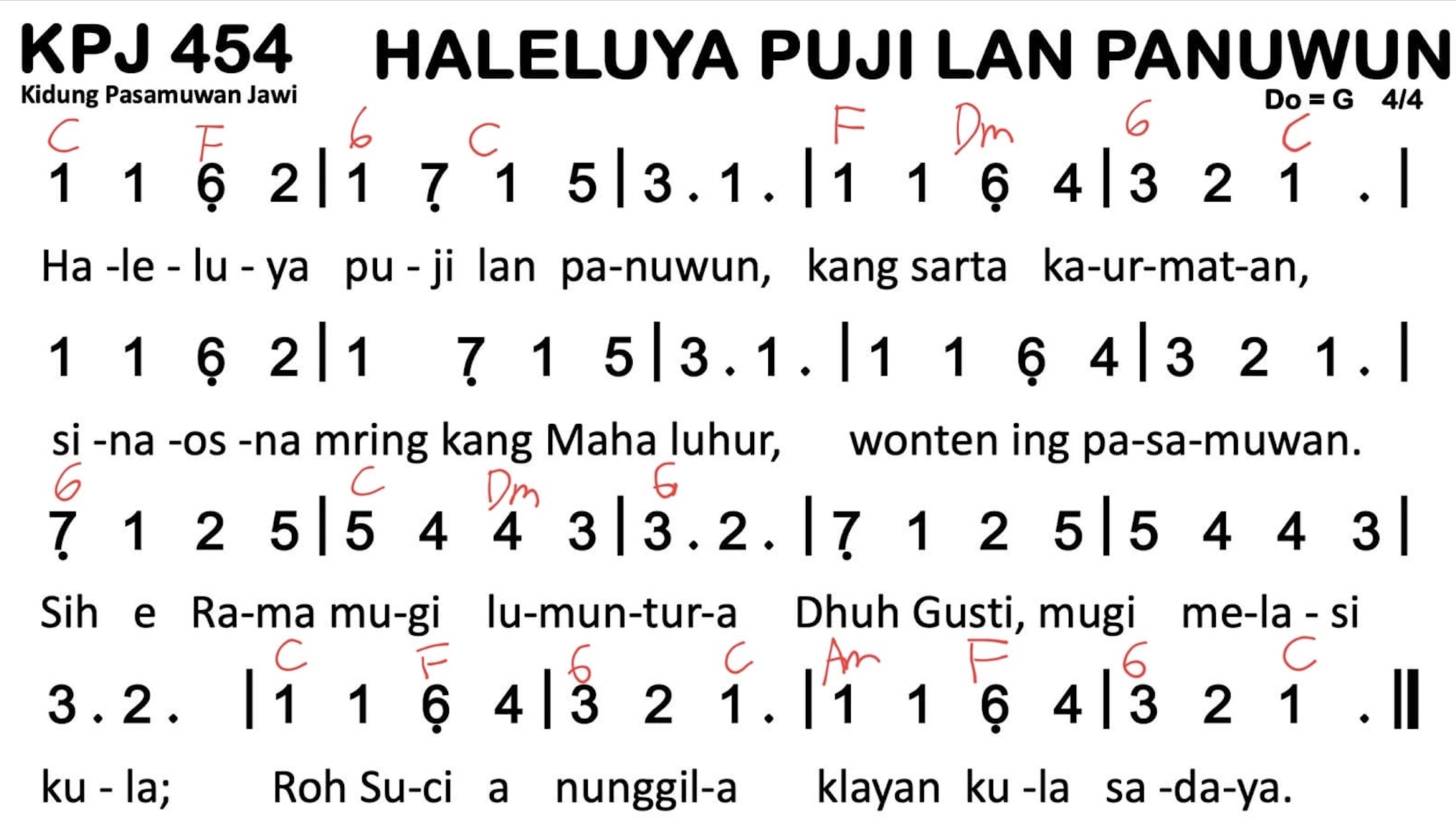 Partitur Chord KPJ 454