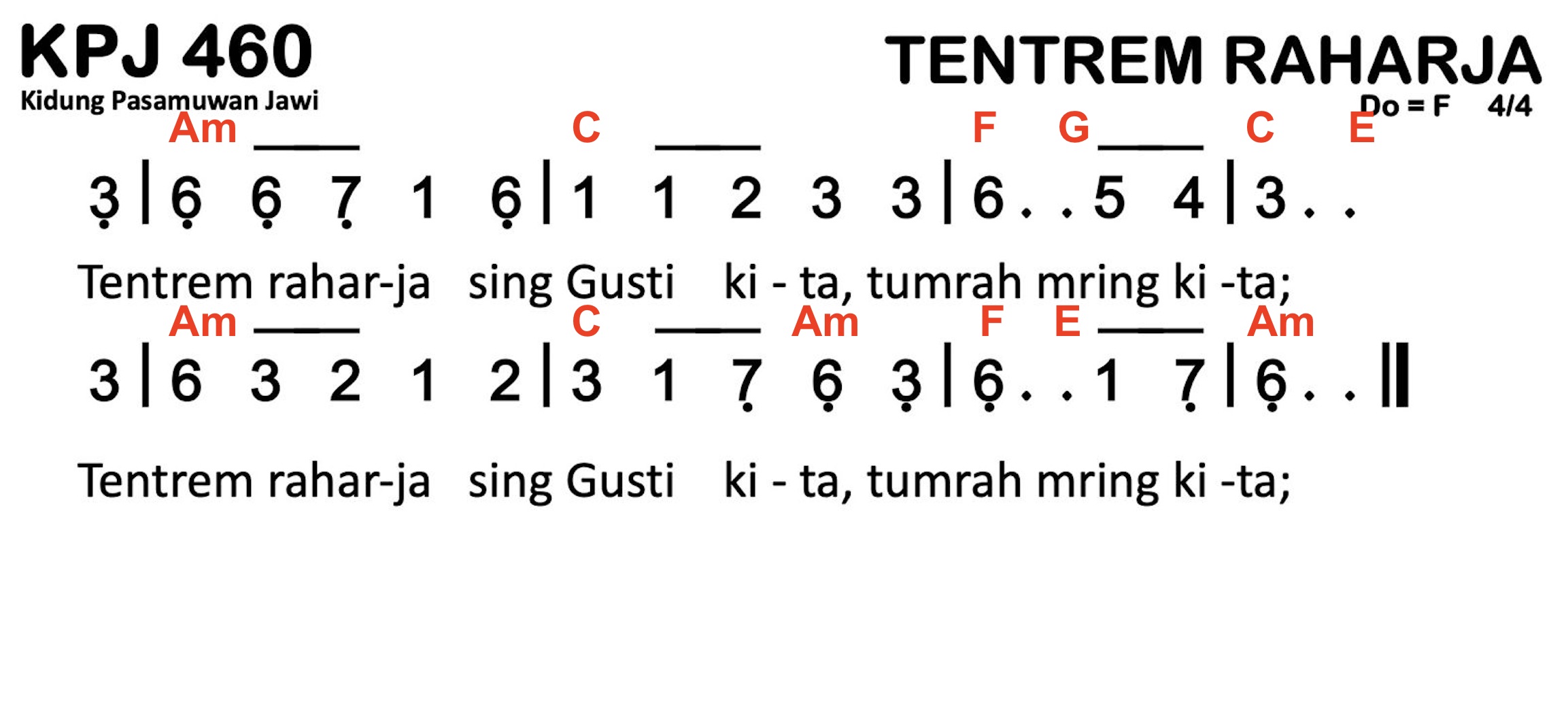 Partitur Chord KPJ 460