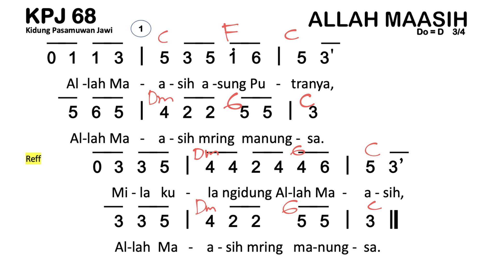 Partitur Chord KPJ 68