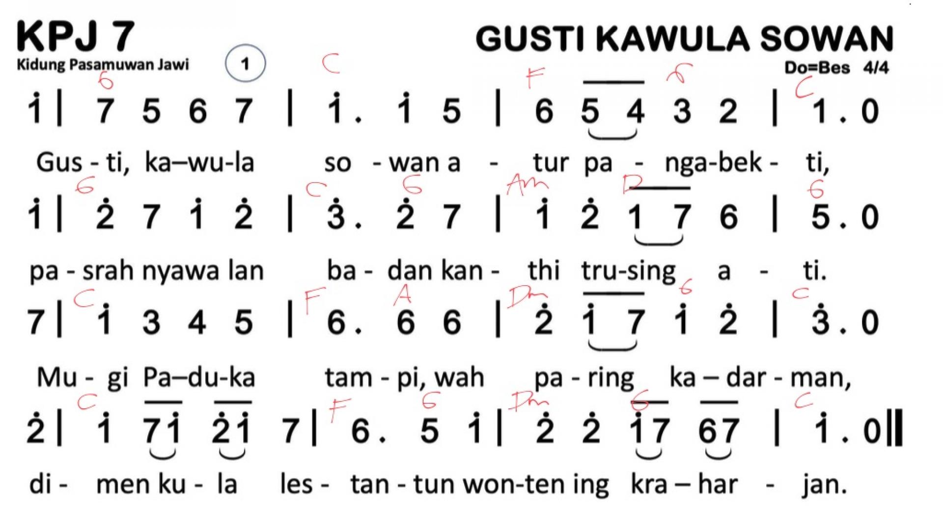Partitur Chord KPJ 7