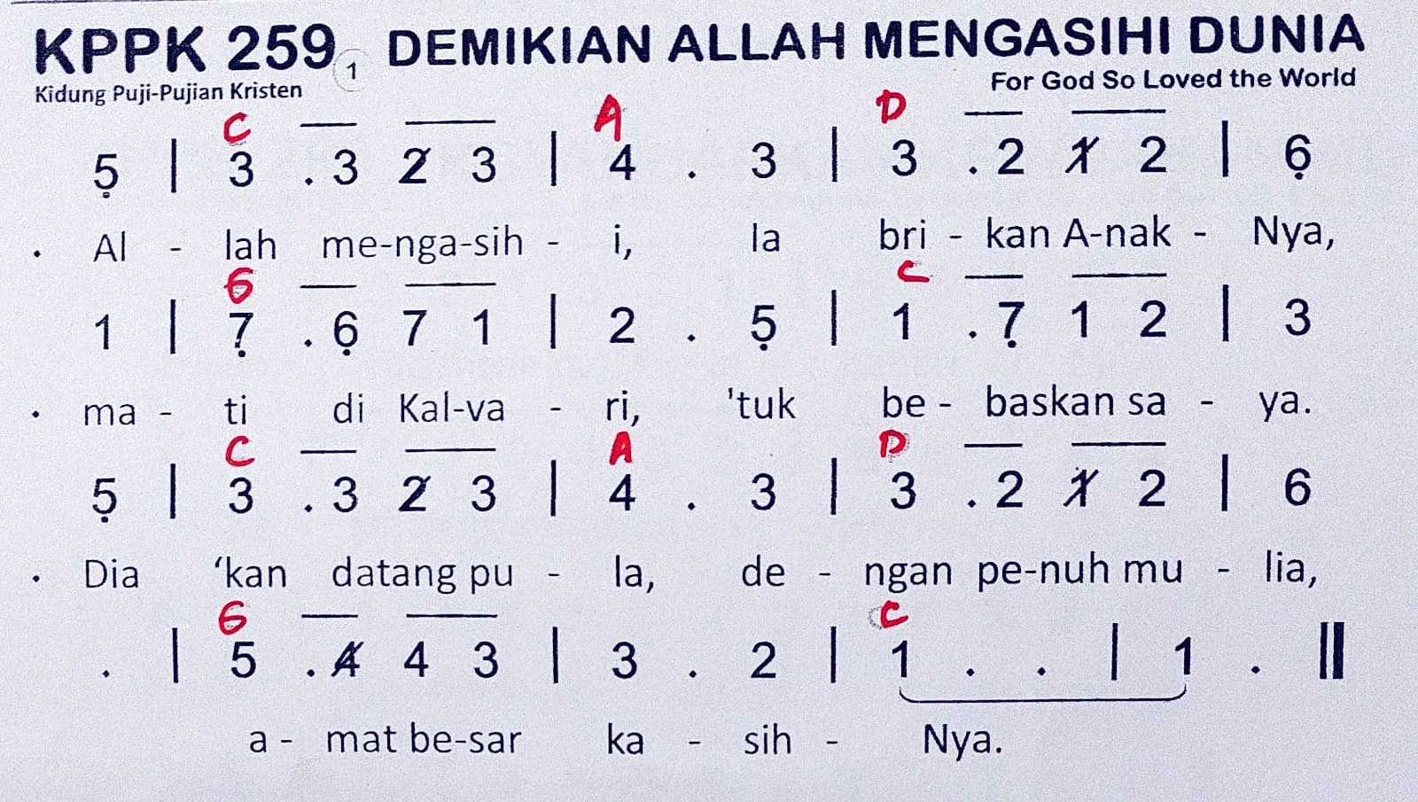 Partitur Chord KPPK 259