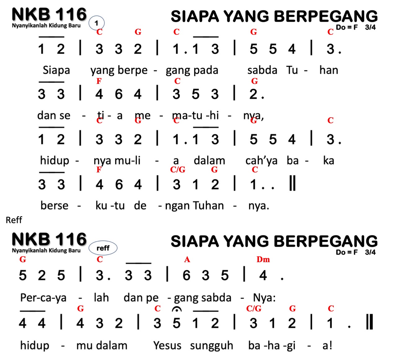 Partitur Chord NKB 116