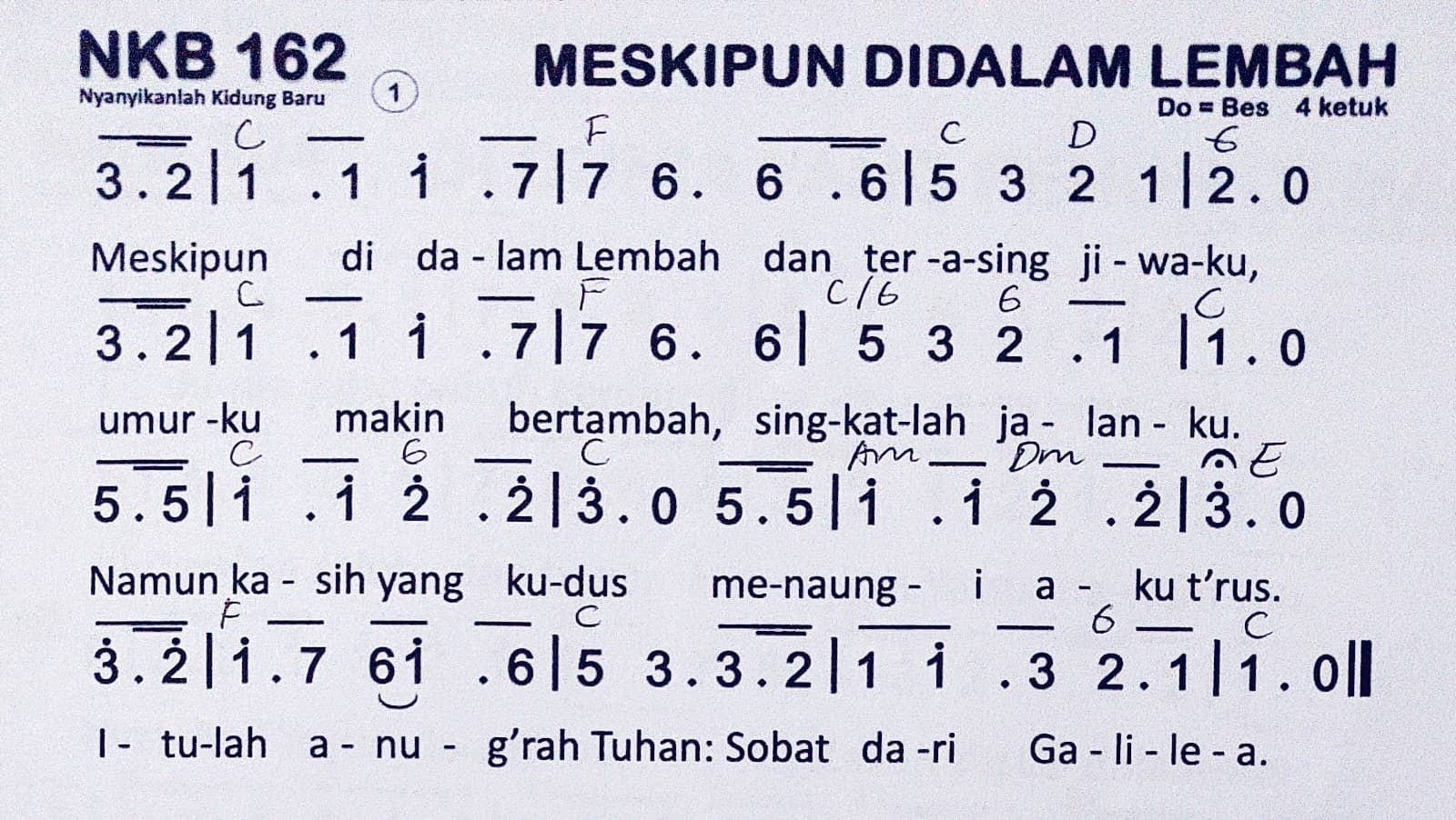 Partitur Chord NKB 162