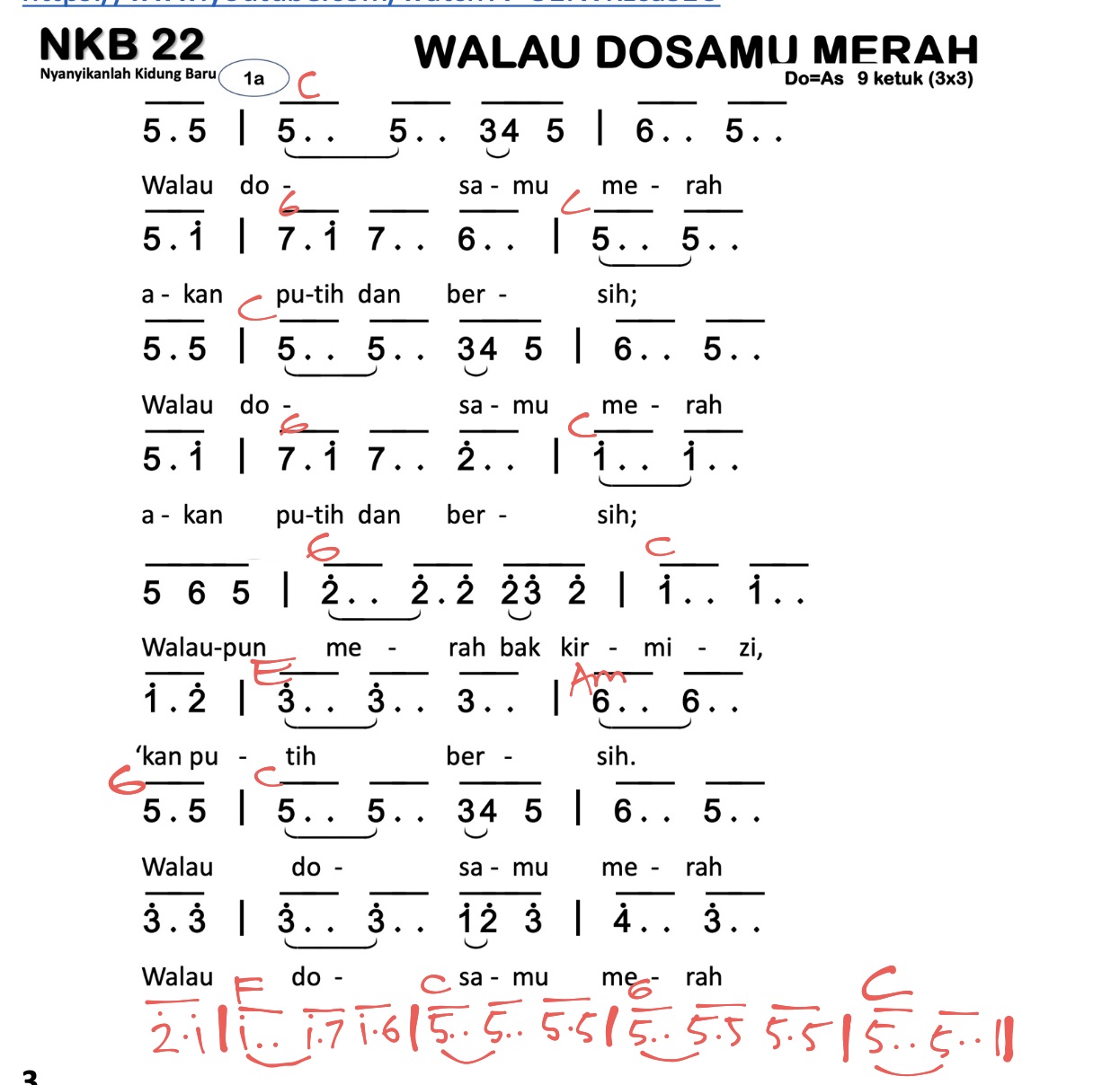 Partitur Chord NKB 22