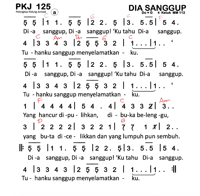 Partitur Chord PKJ 125