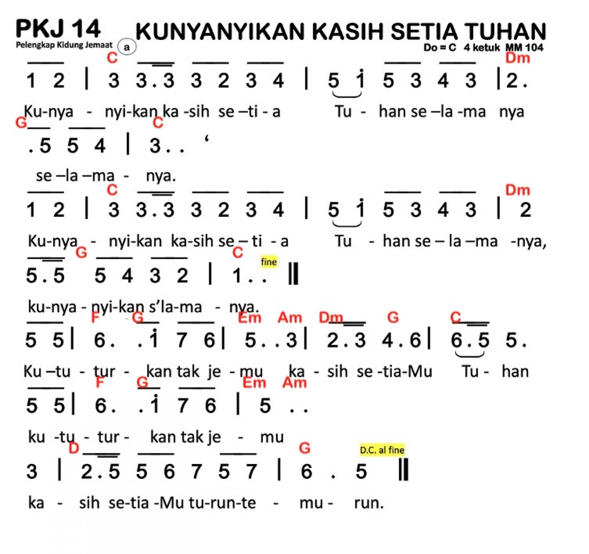 Partitur Chord PKJ 14