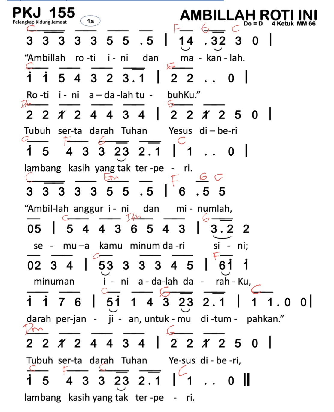 Partitur Chord PKJ 155