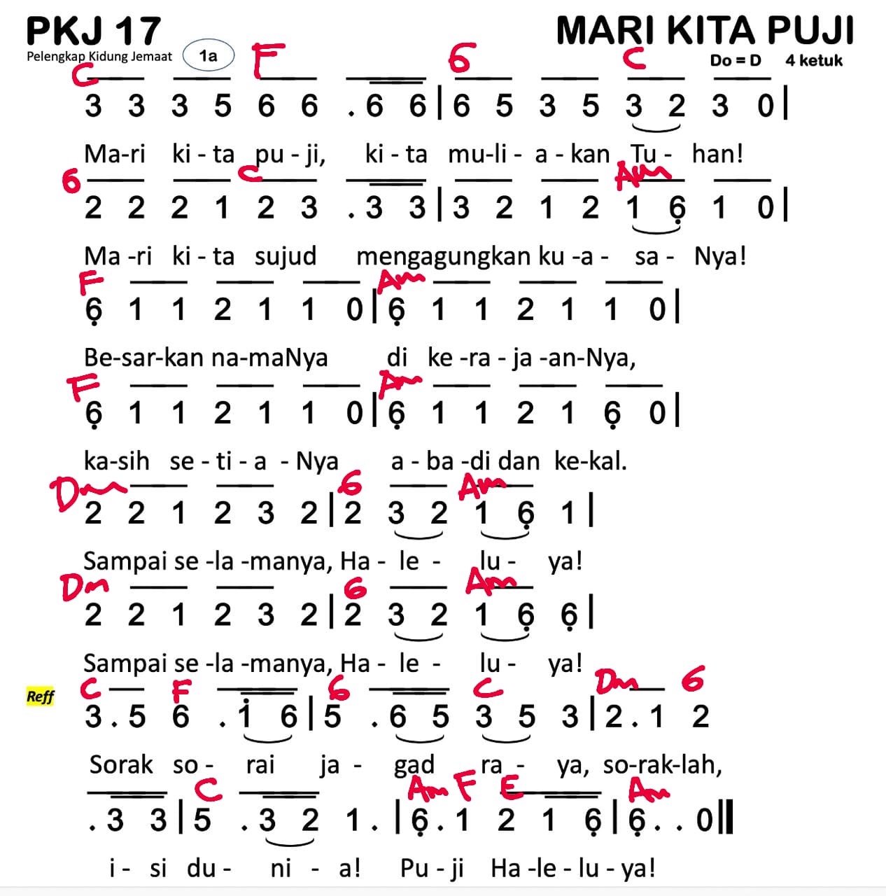 Partitur Chord PKJ 17