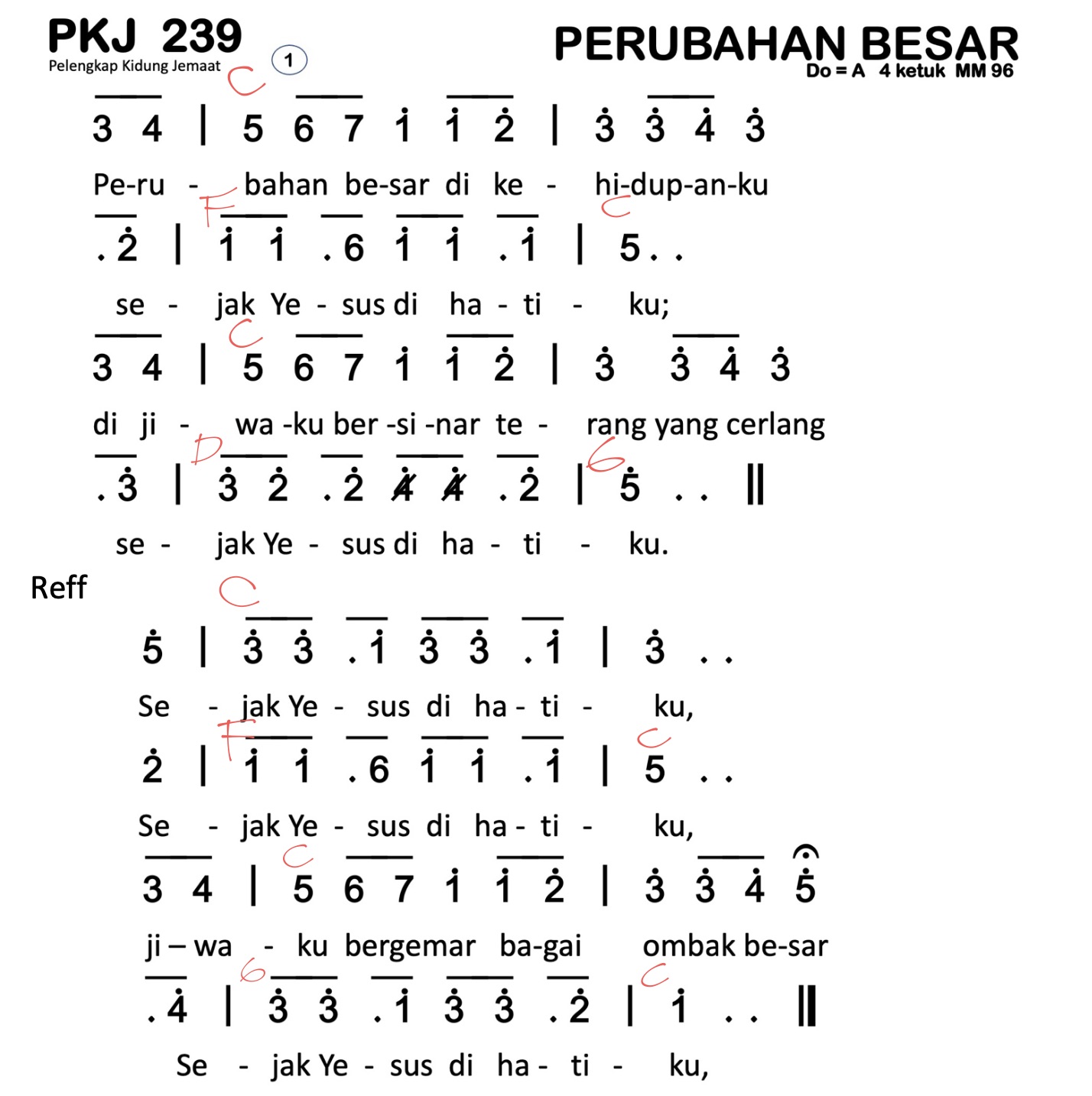 Partitur Chord PKJ 239