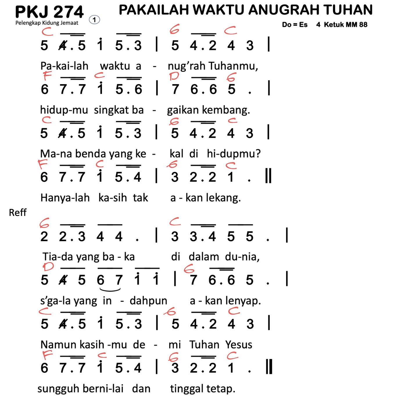 Partitur Chord PKJ 274