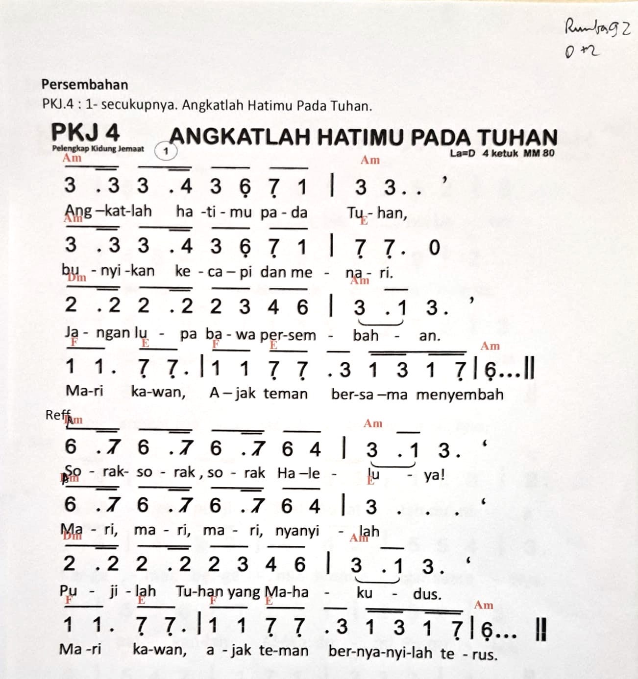 Partitur Chord PKJ 4