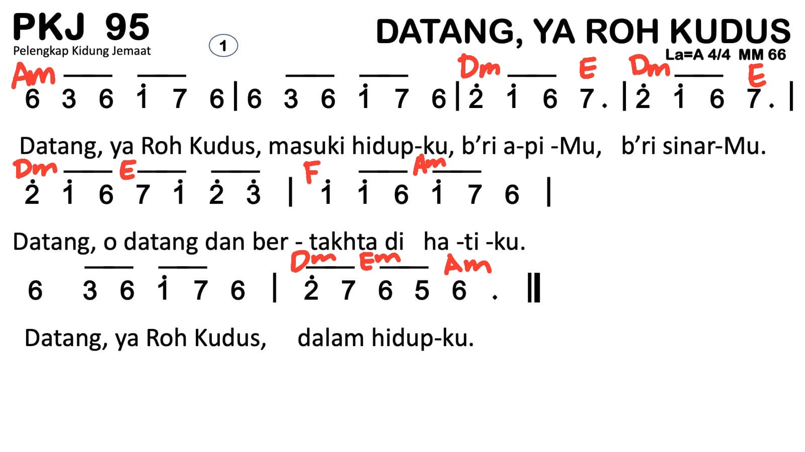 Partitur Chord PKJ 95