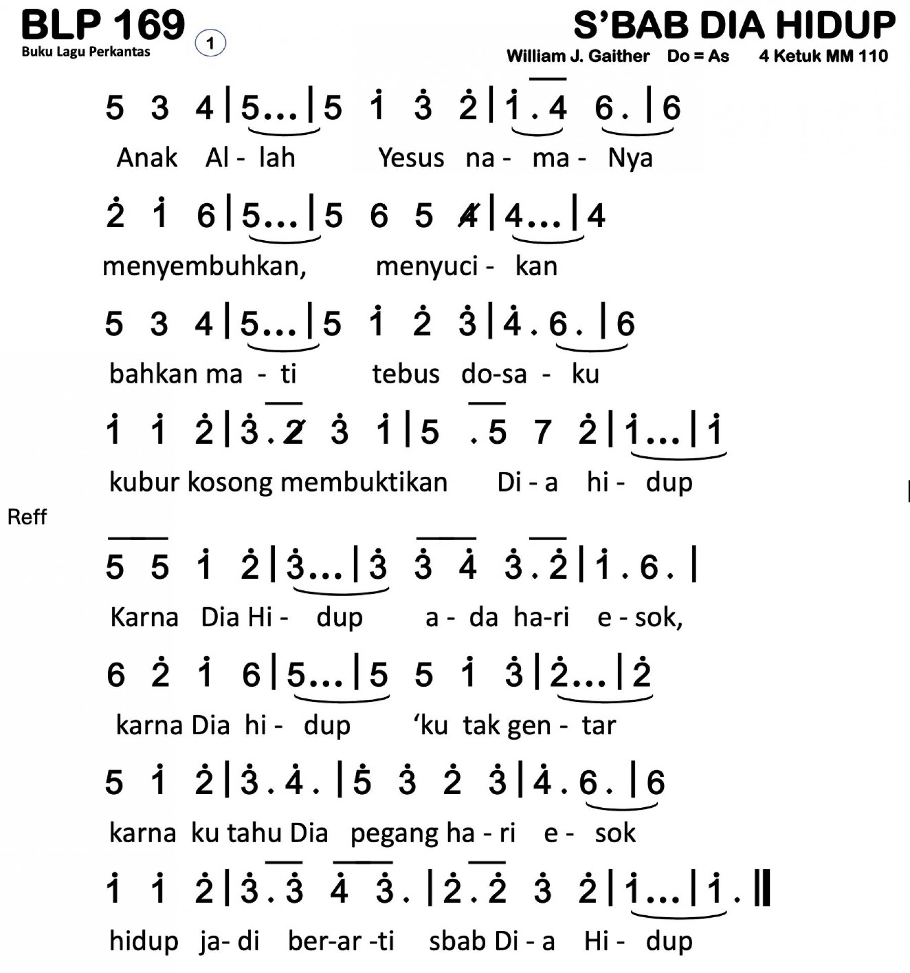 Partitur Chord BLP 169 (anotasi di atas partitur polos)