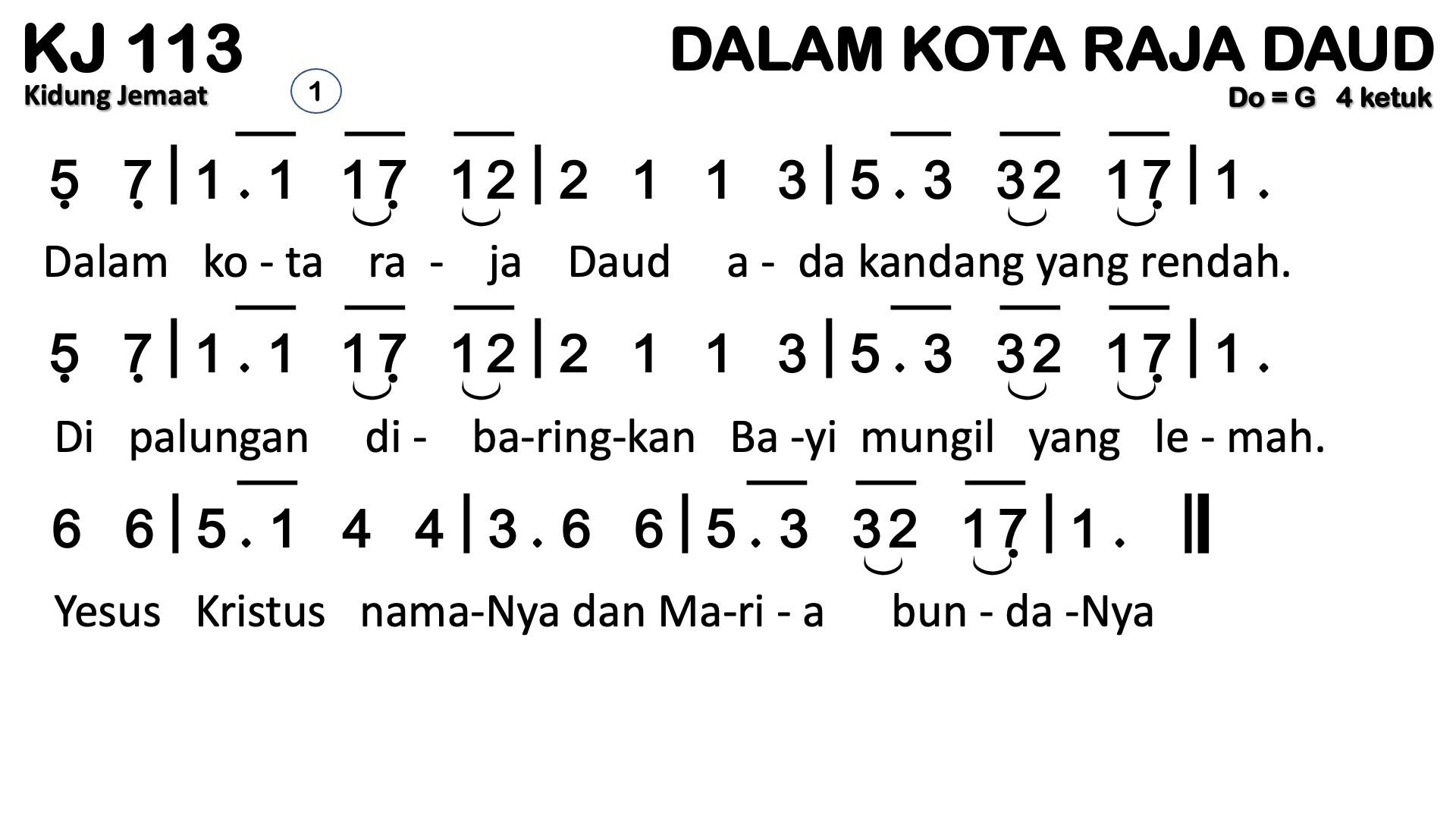 Partitur Chord KJ 113 (anotasi di atas partitur polos)
