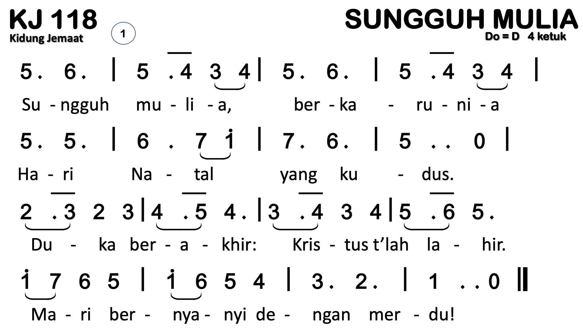 Partitur Chord KJ 118 (anotasi di atas partitur polos)